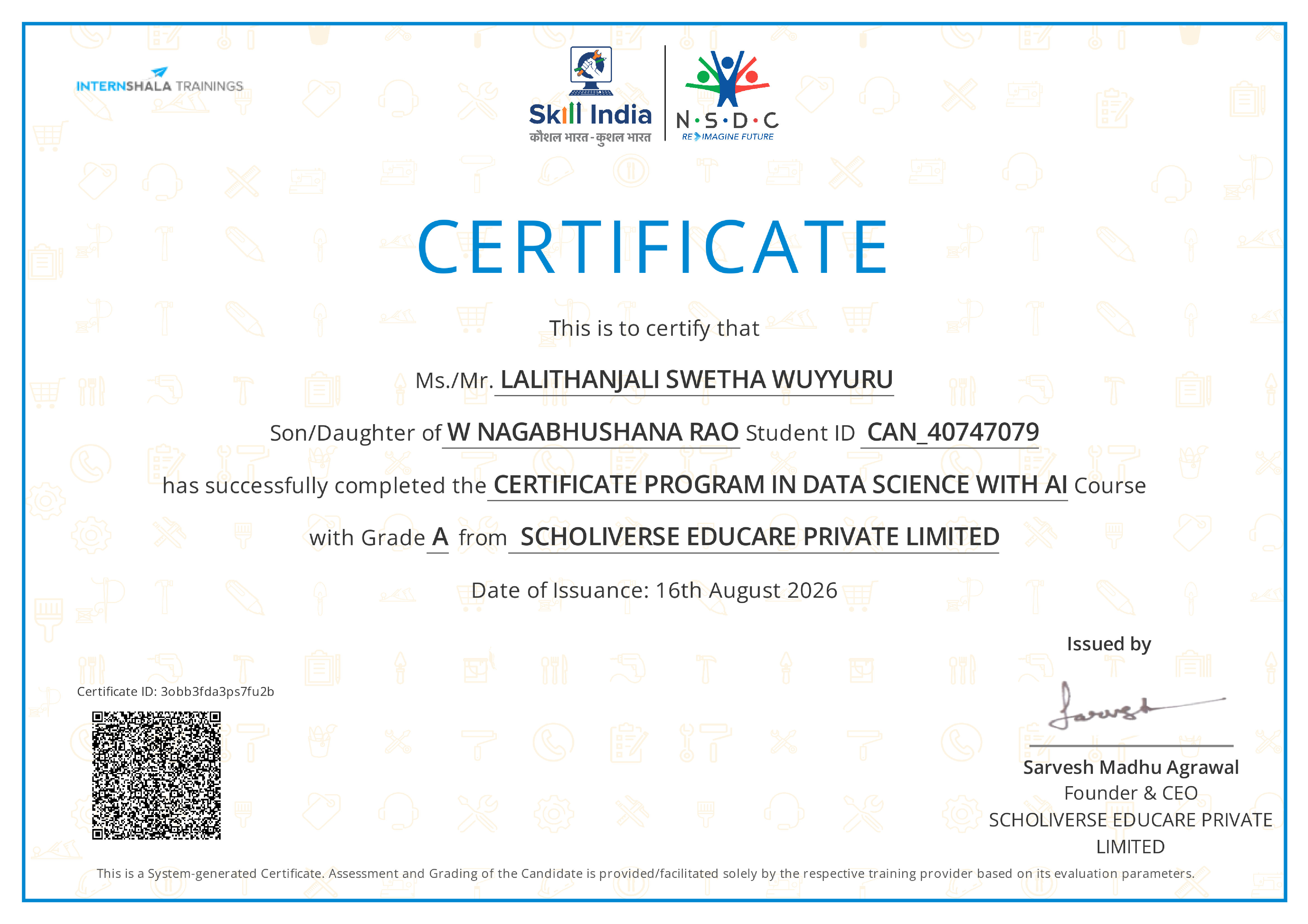 Certificate of completion