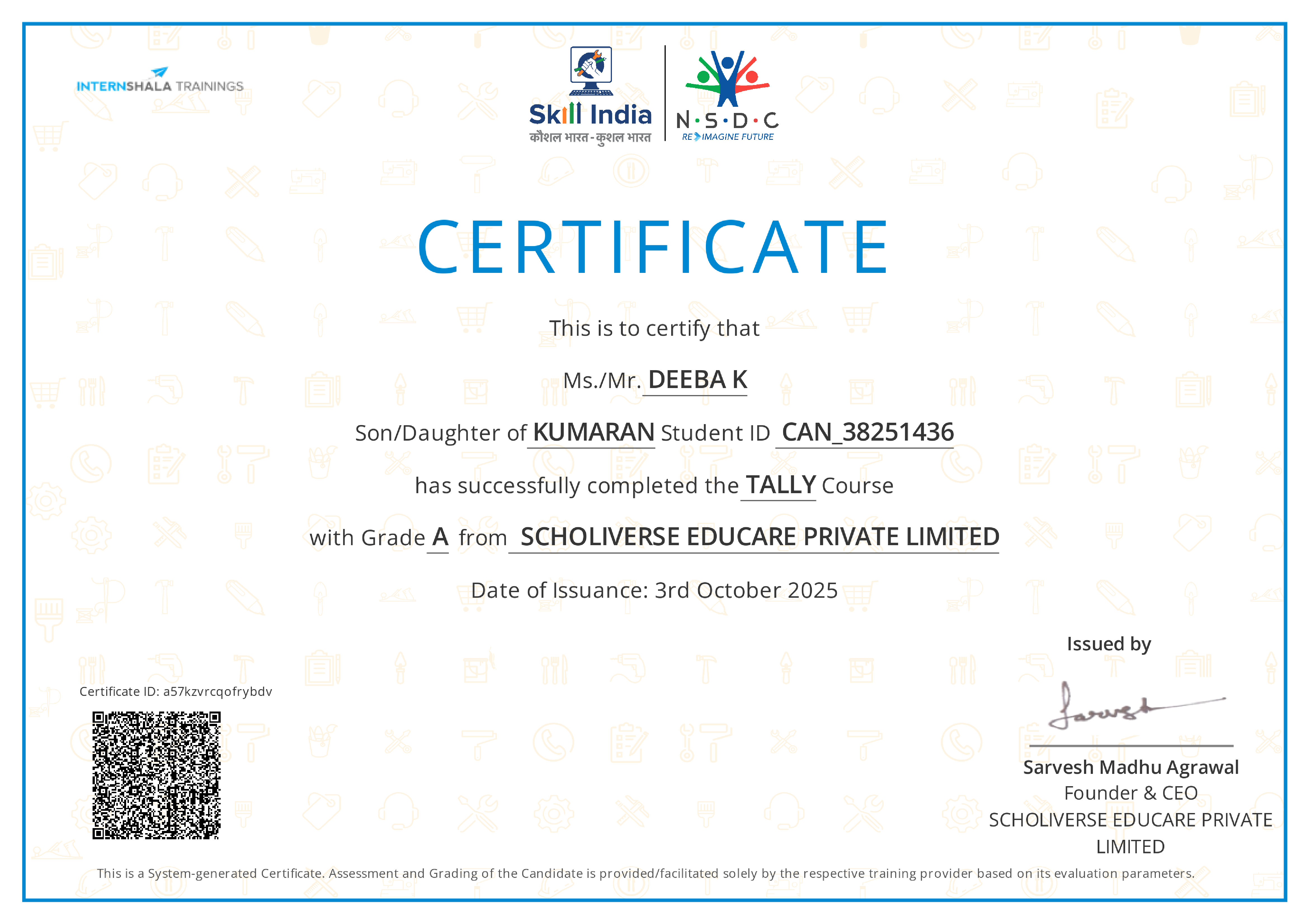 Certificate of completion