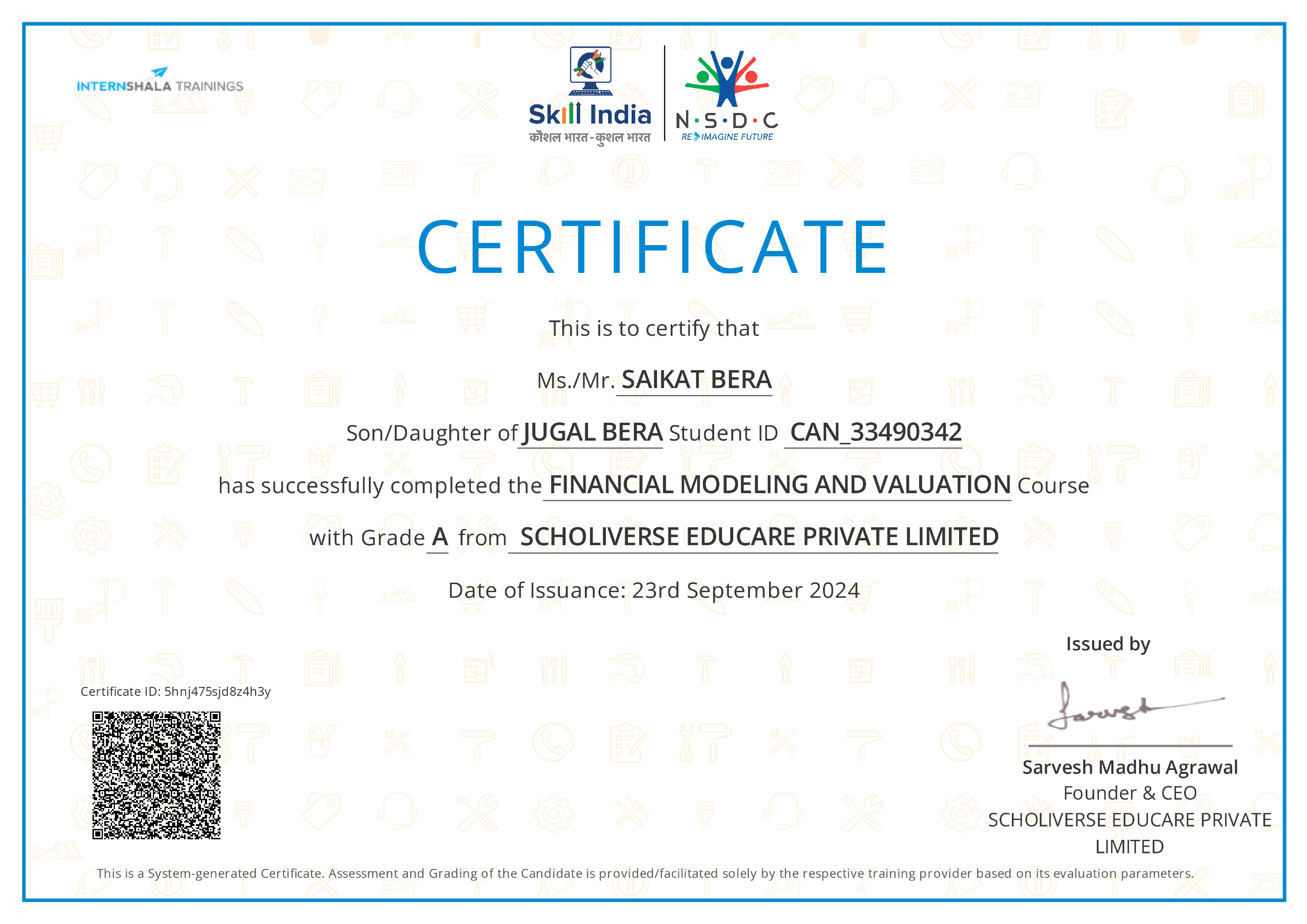Certificate of completion