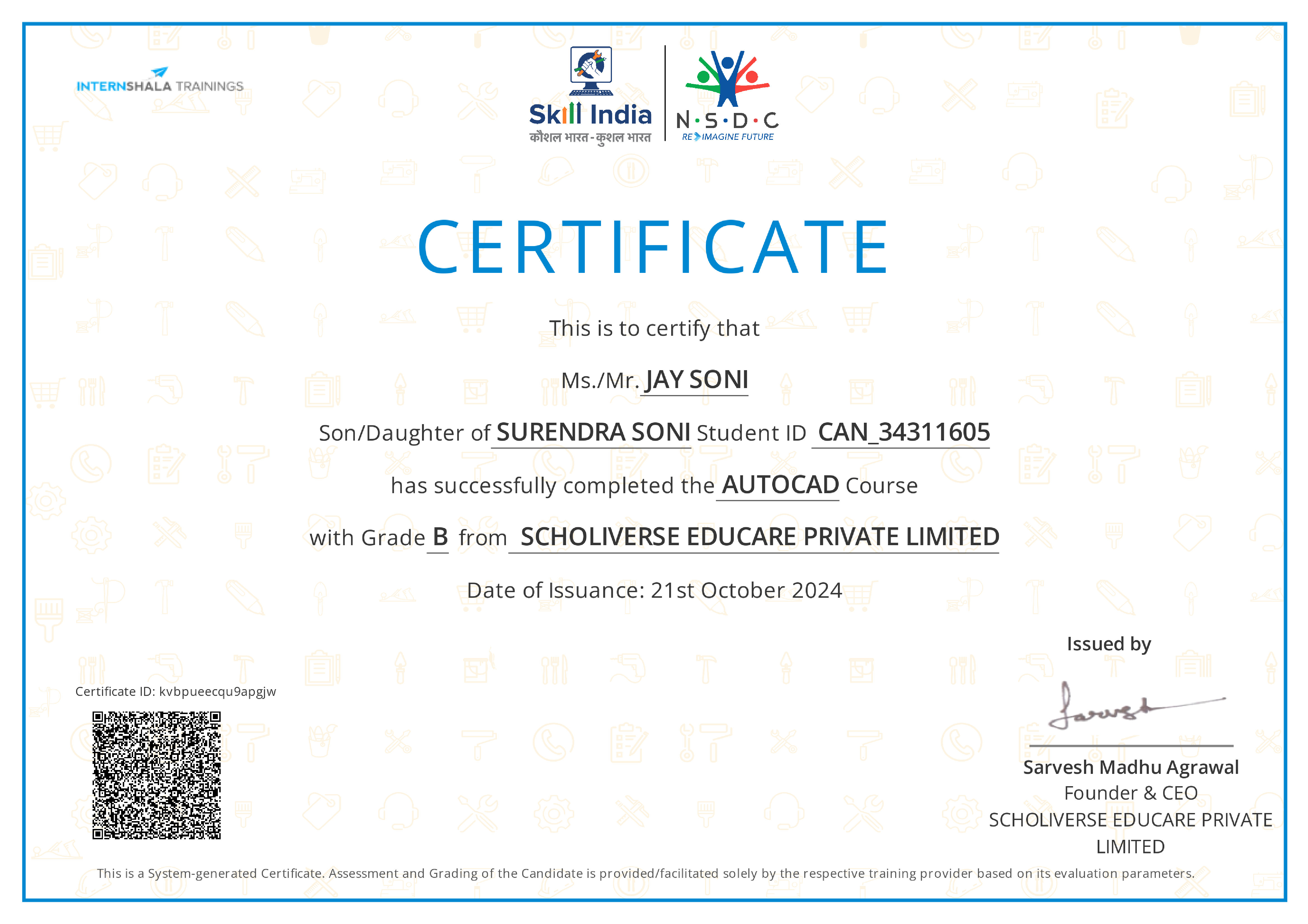 Certificate of completion