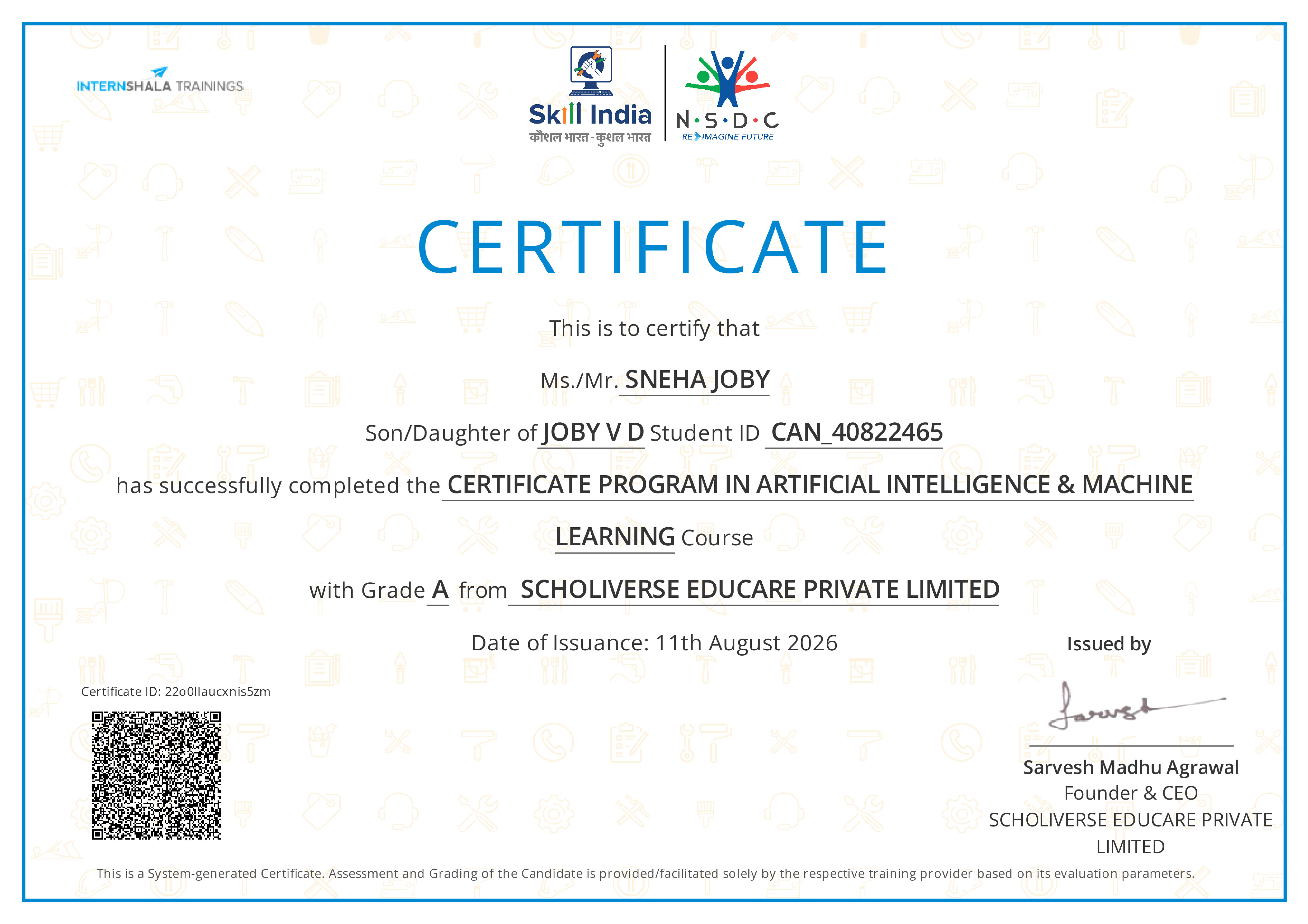 Certificate of completion