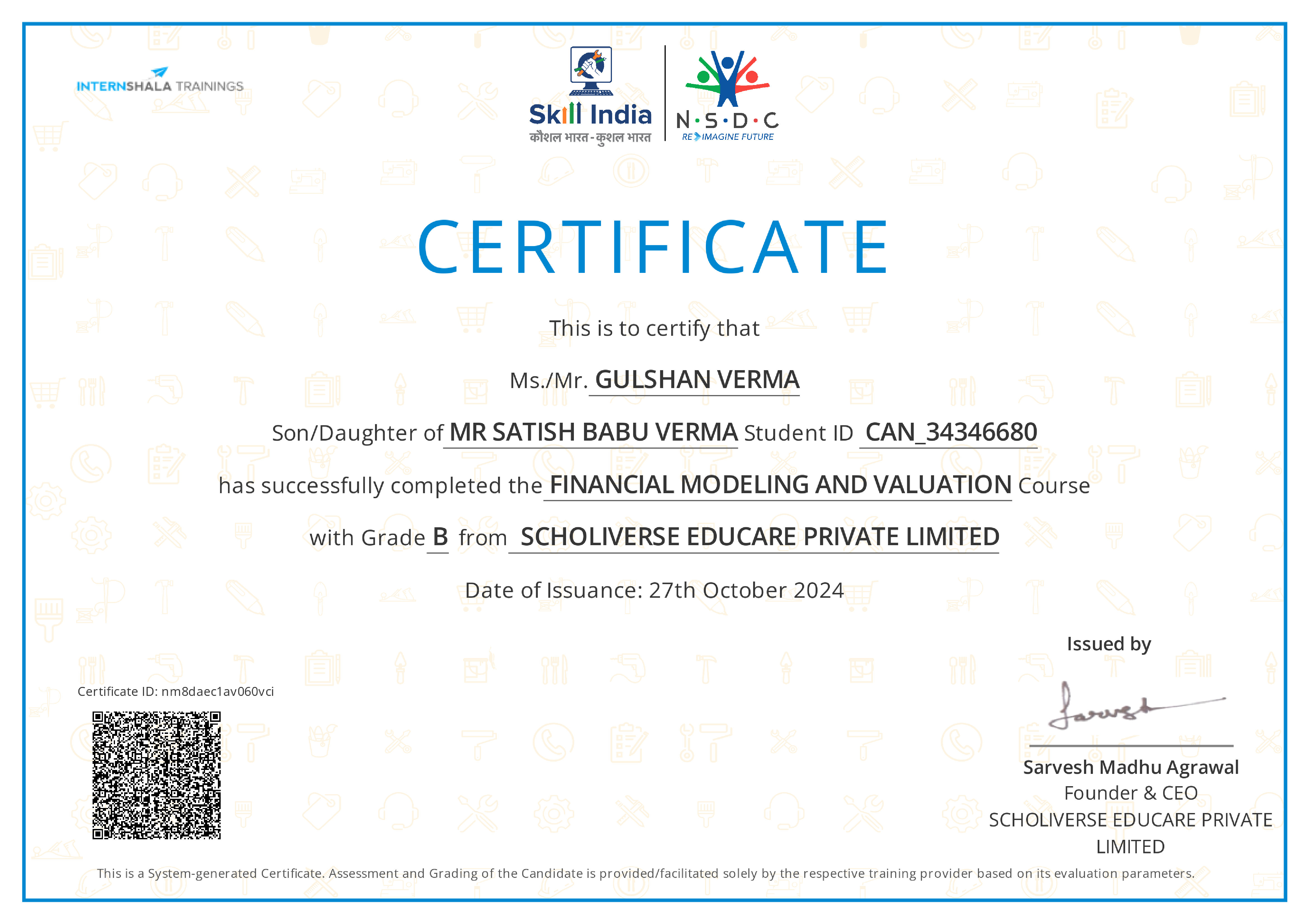Certificate of completion