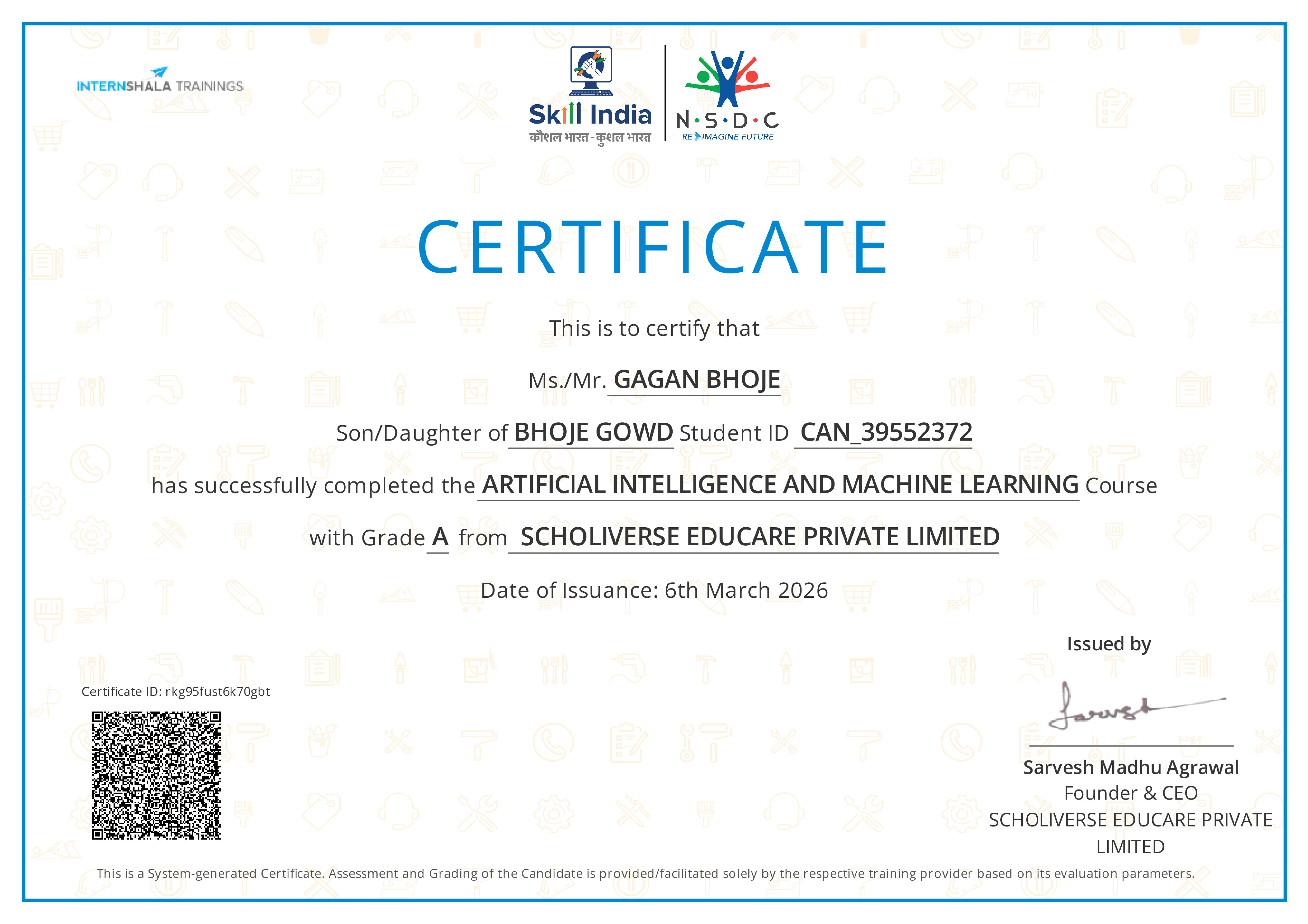 Certificate of completion