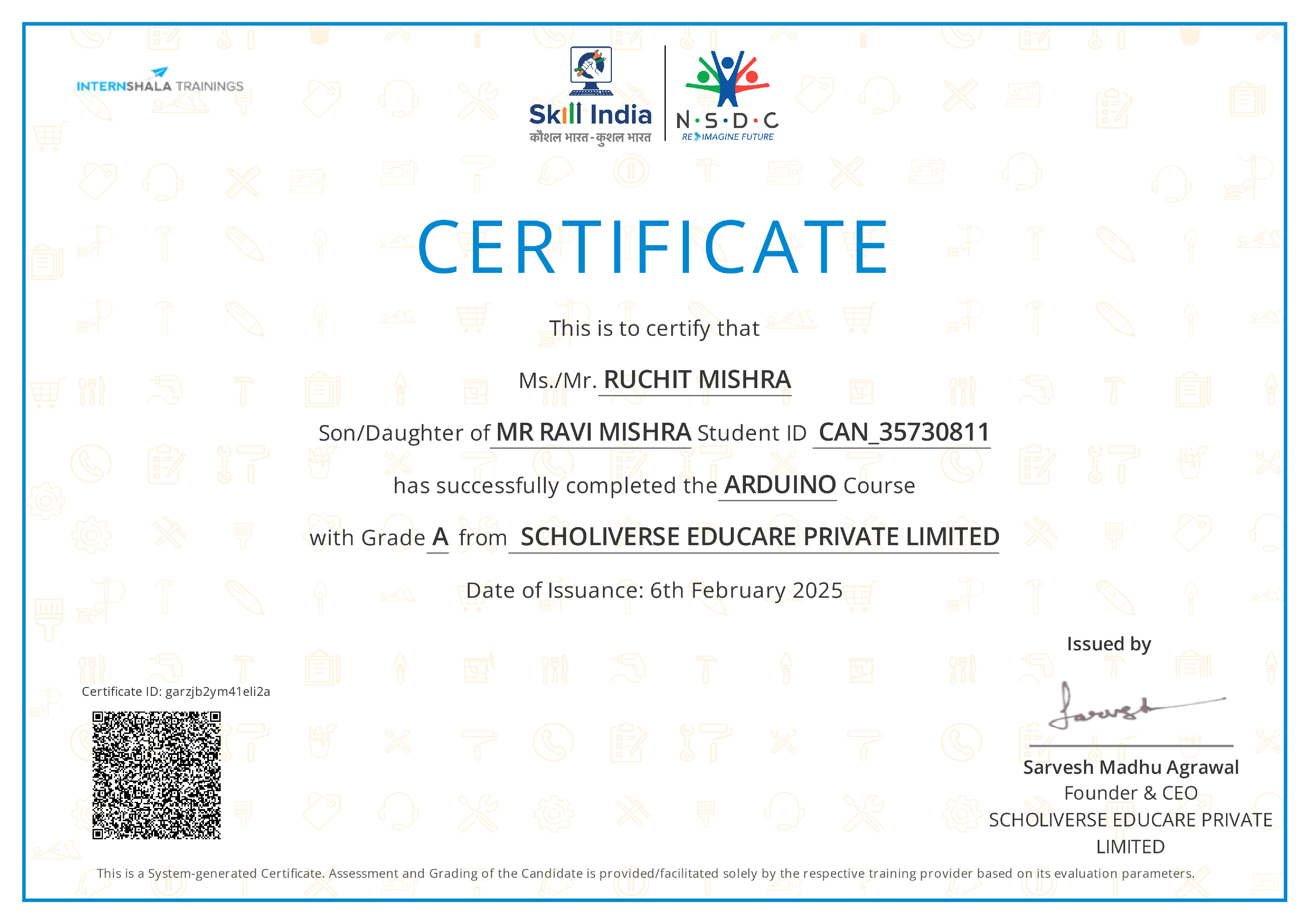Certificate of completion