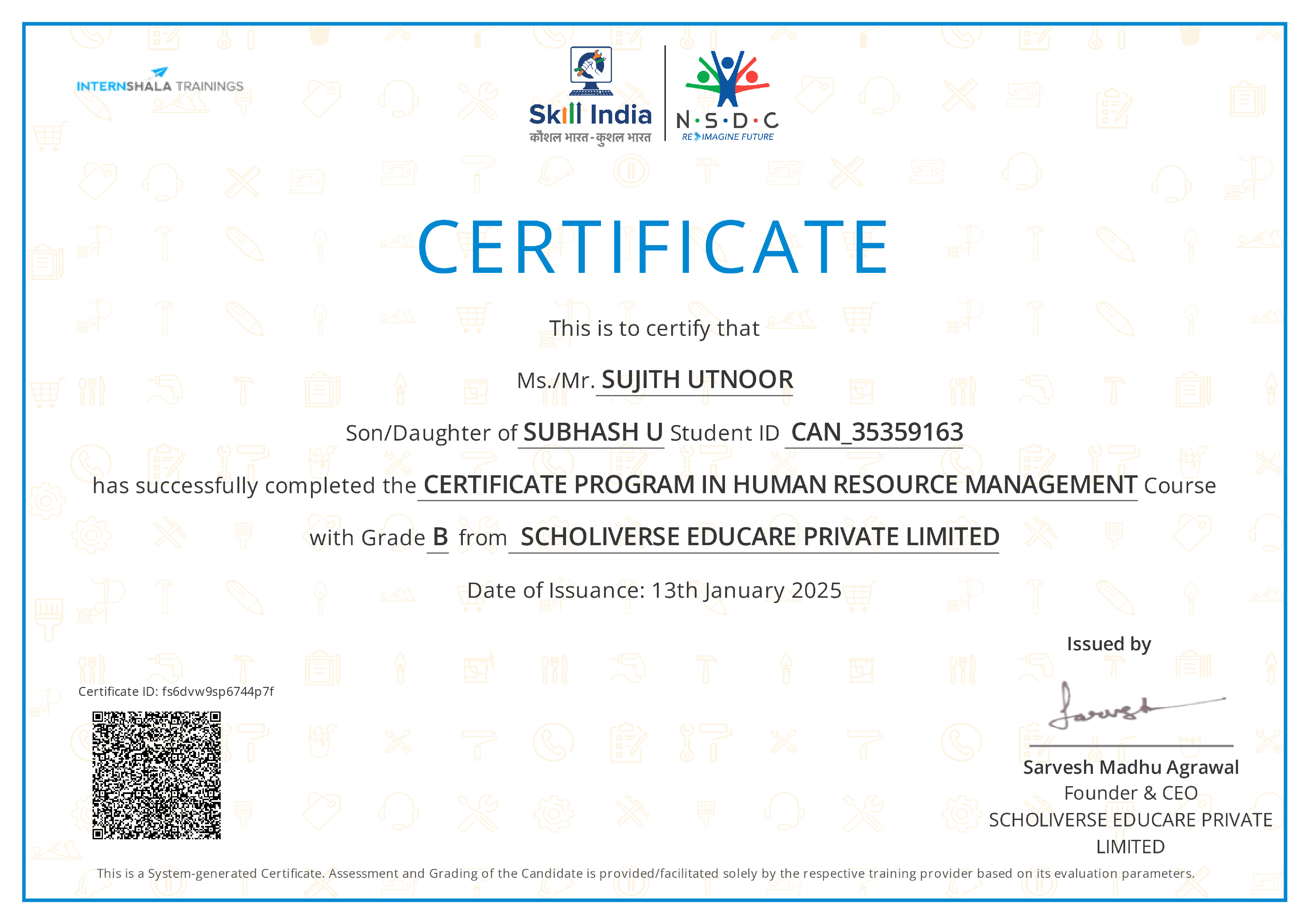 Certificate of completion