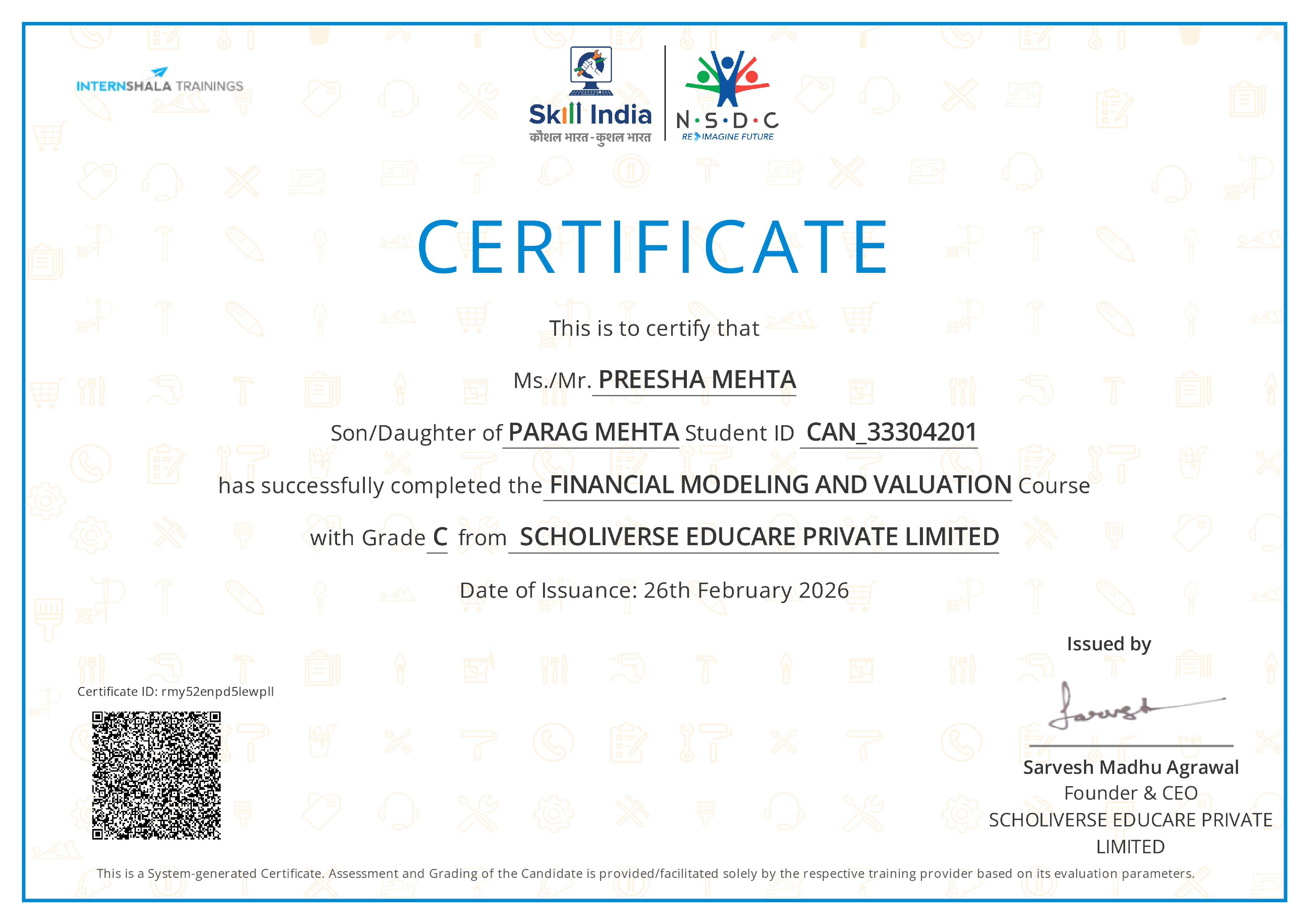 Certificate of completion