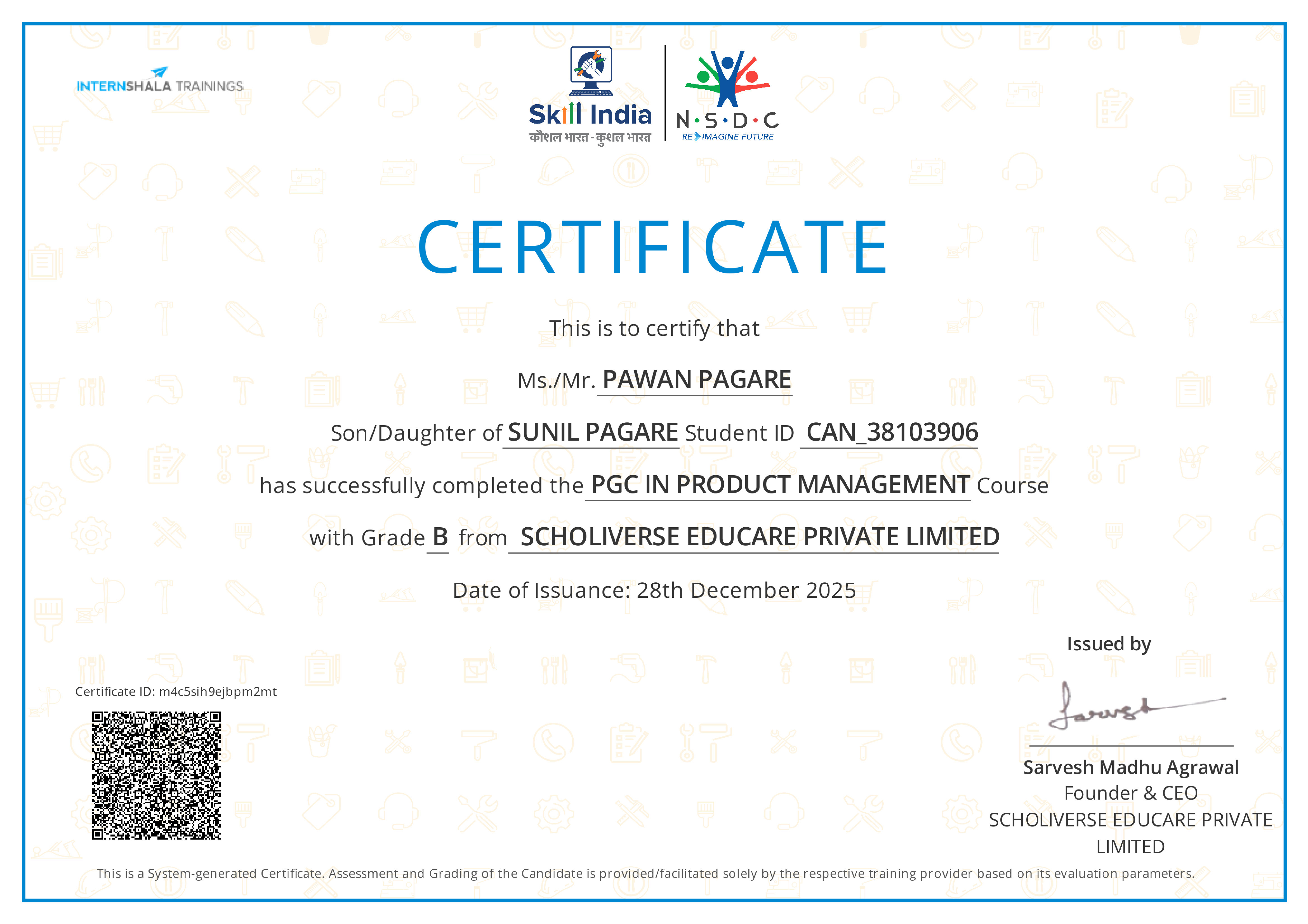 Certificate of completion