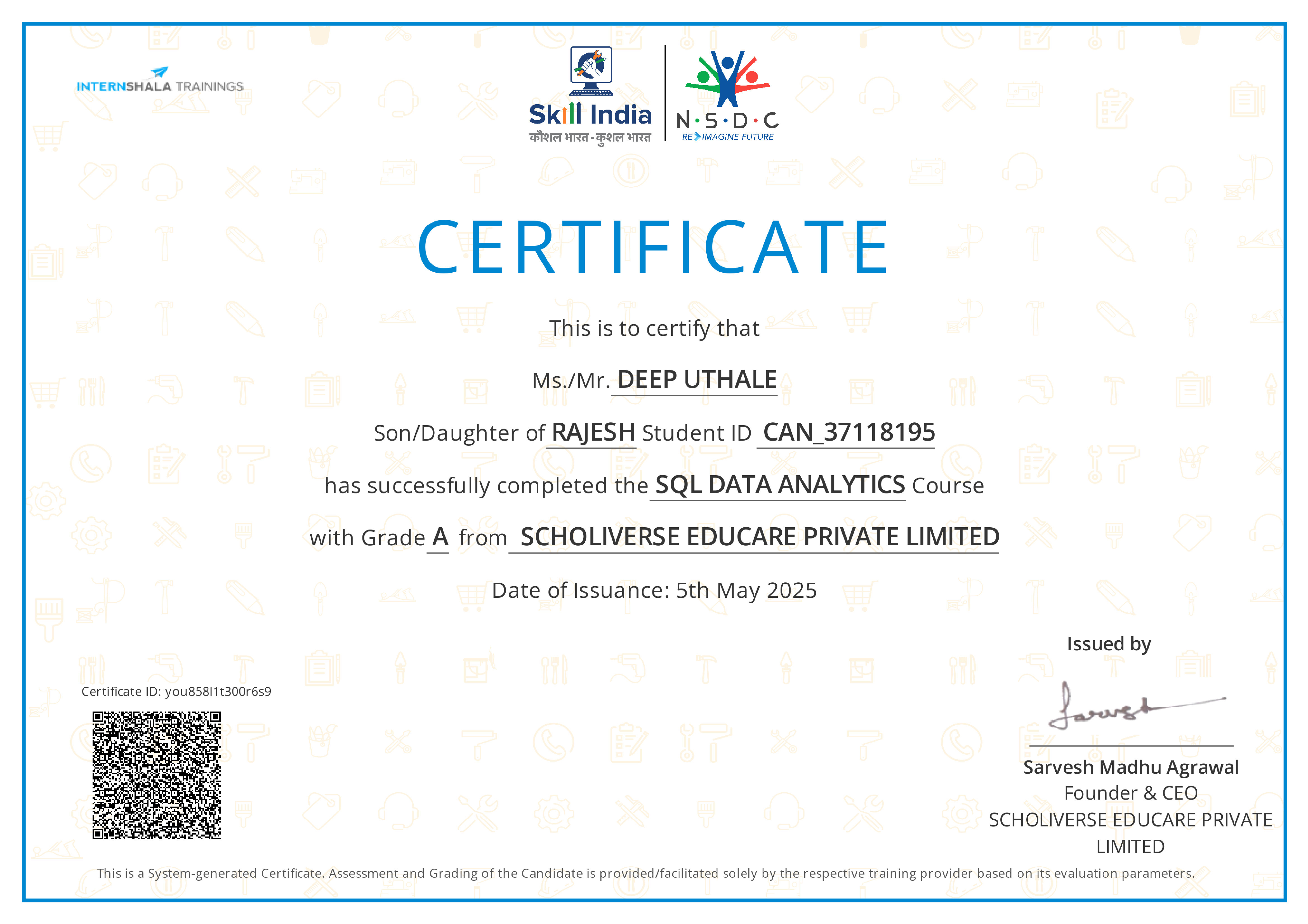 Certificate of completion