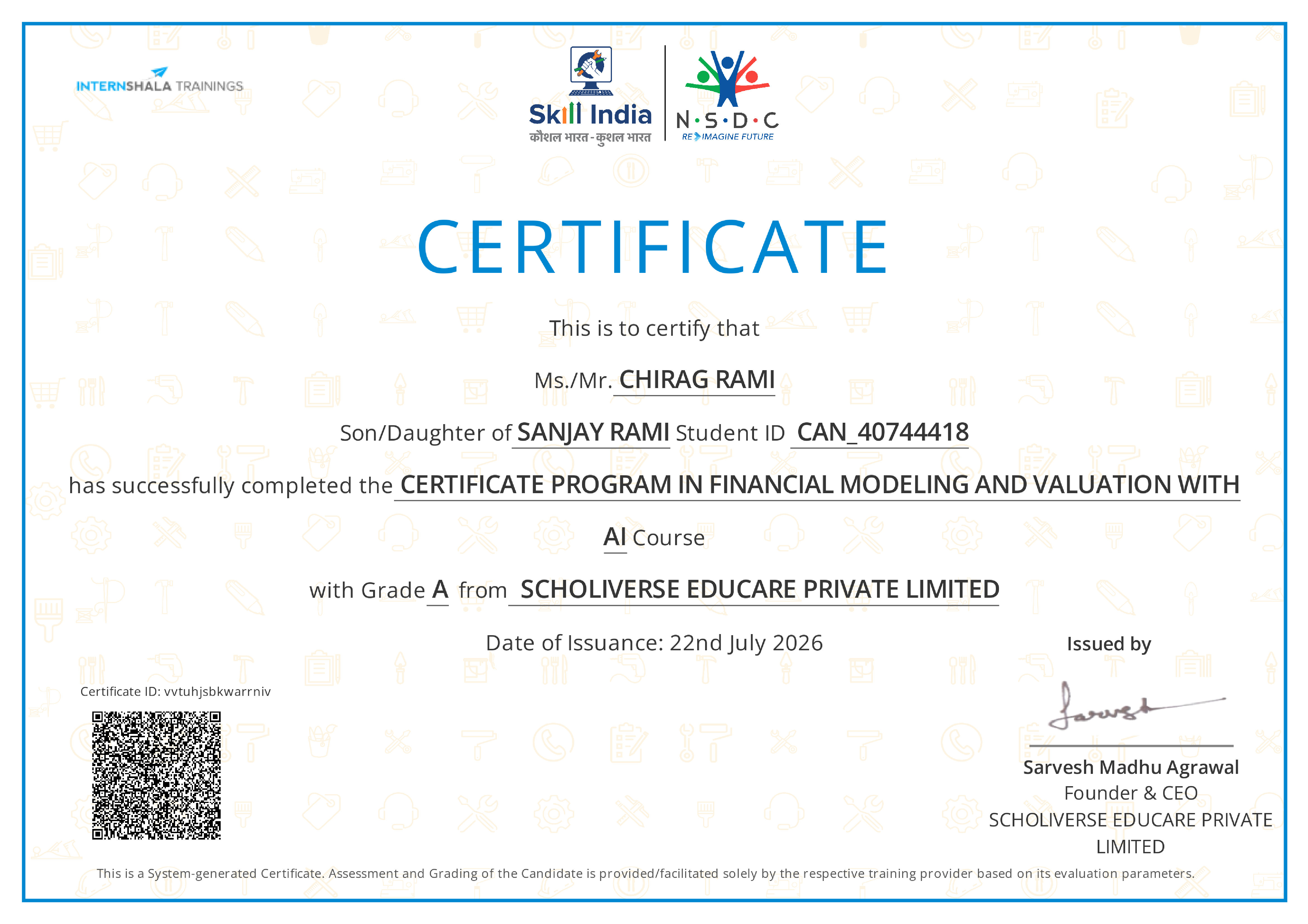 Certificate of completion