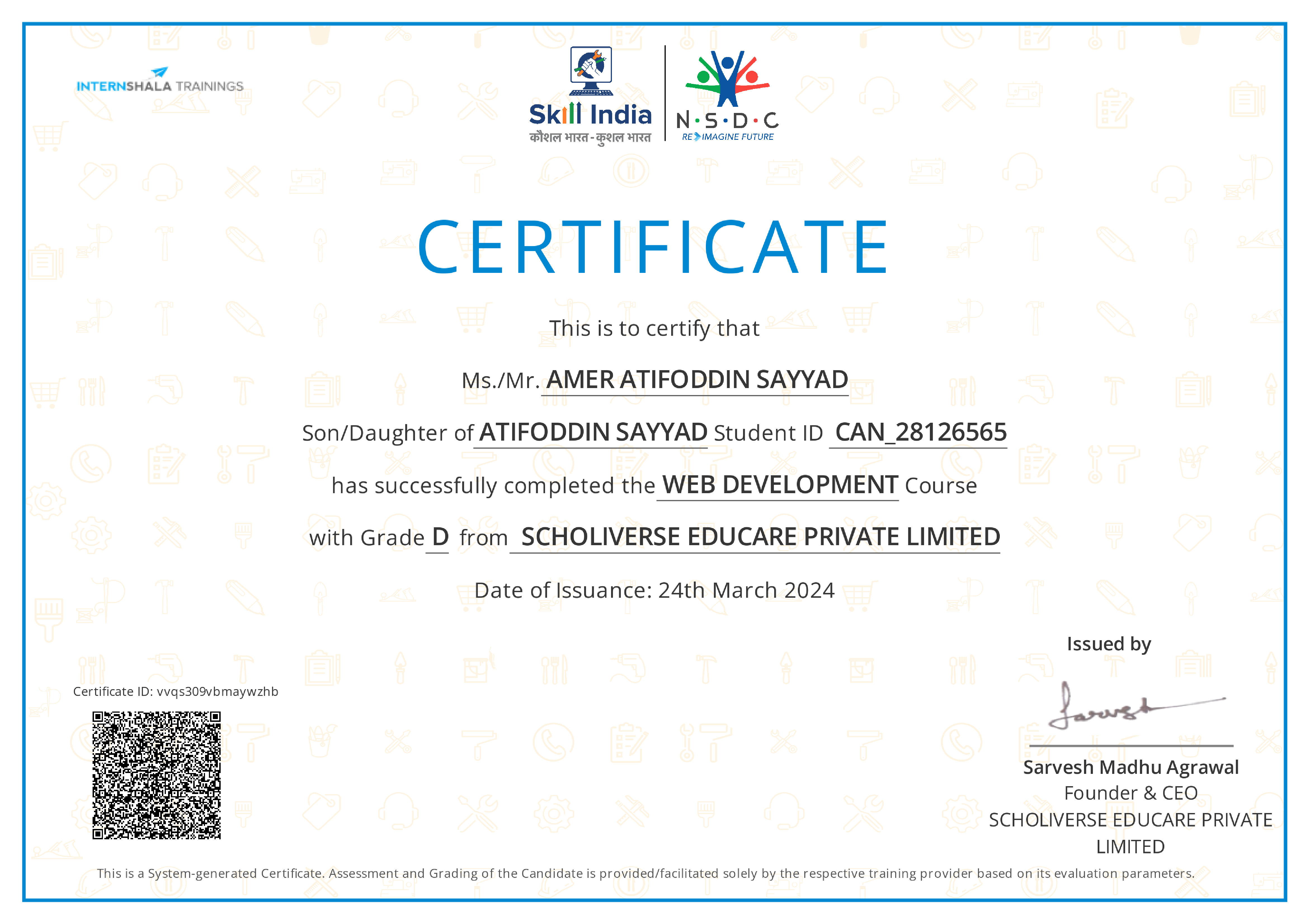 Certificate of completion