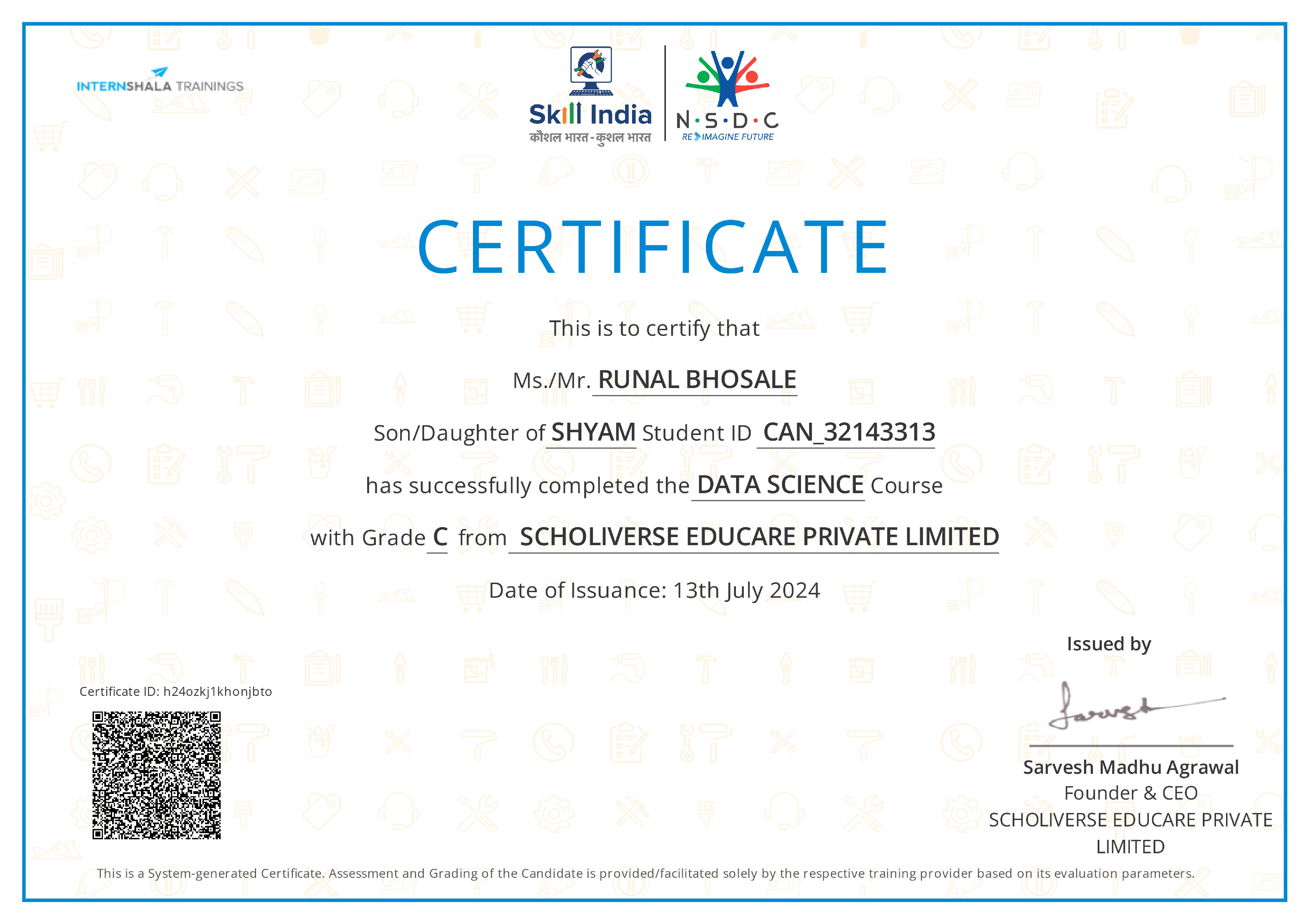 Certificate of completion