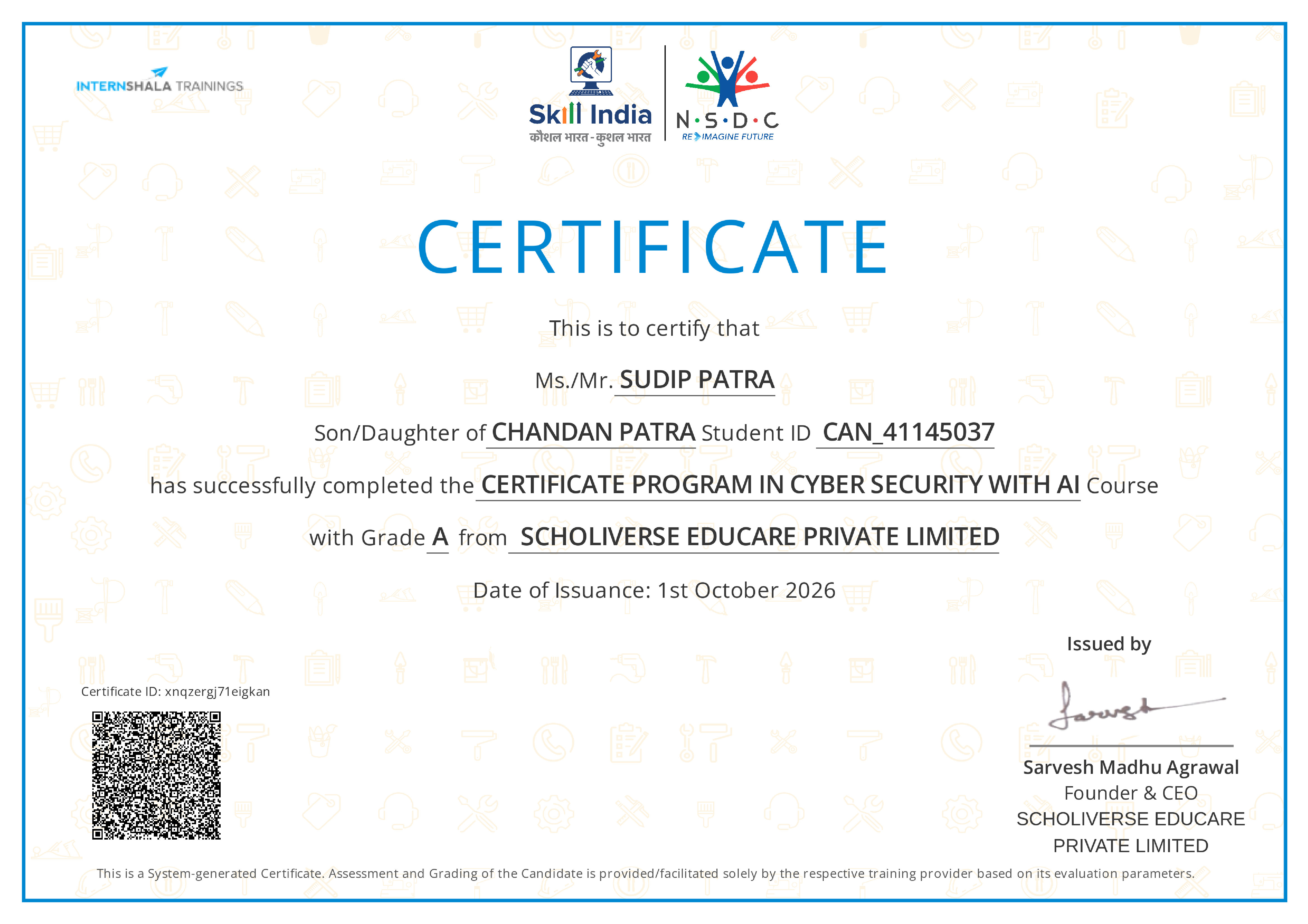Certificate of completion