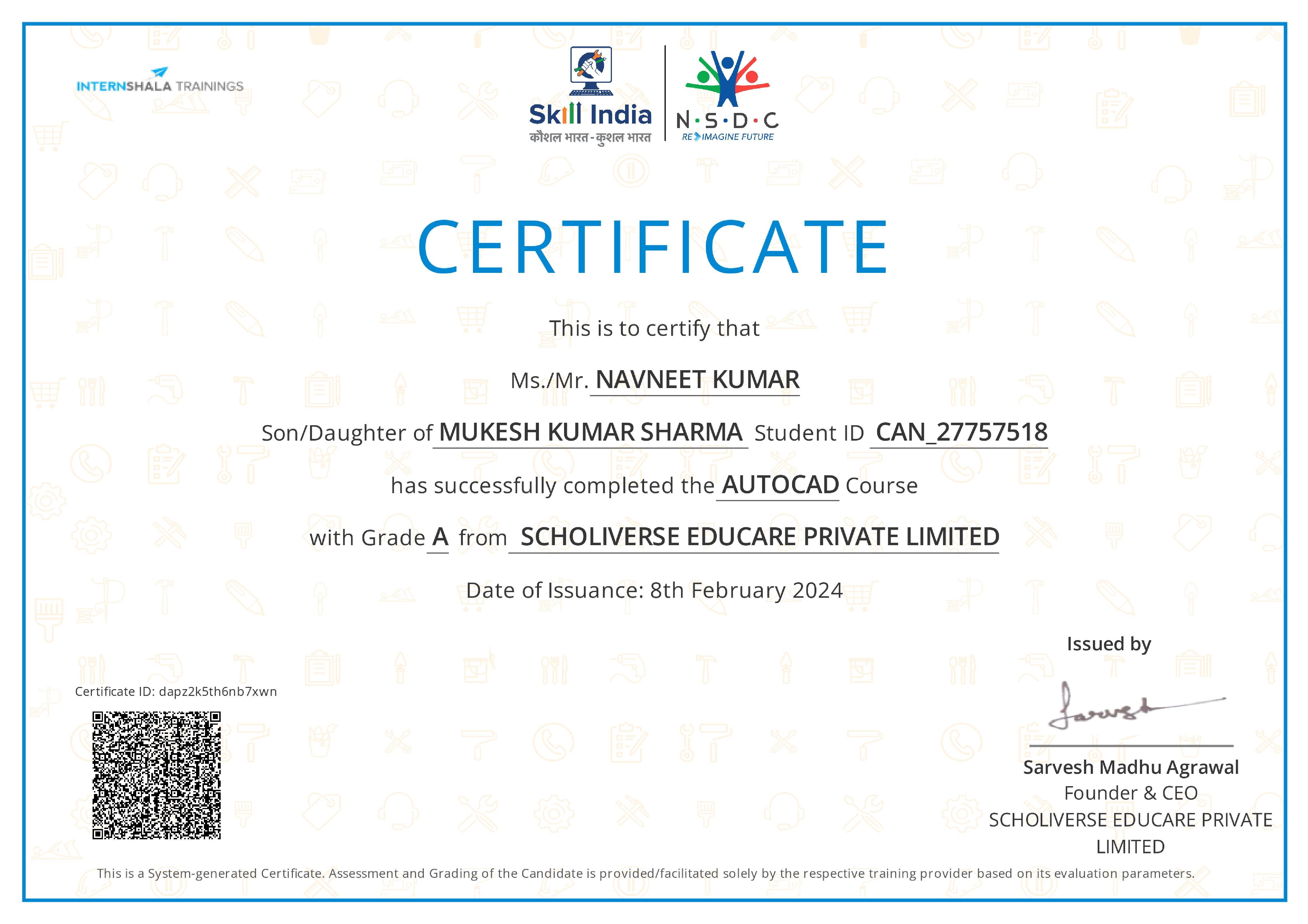 Certificate of completion