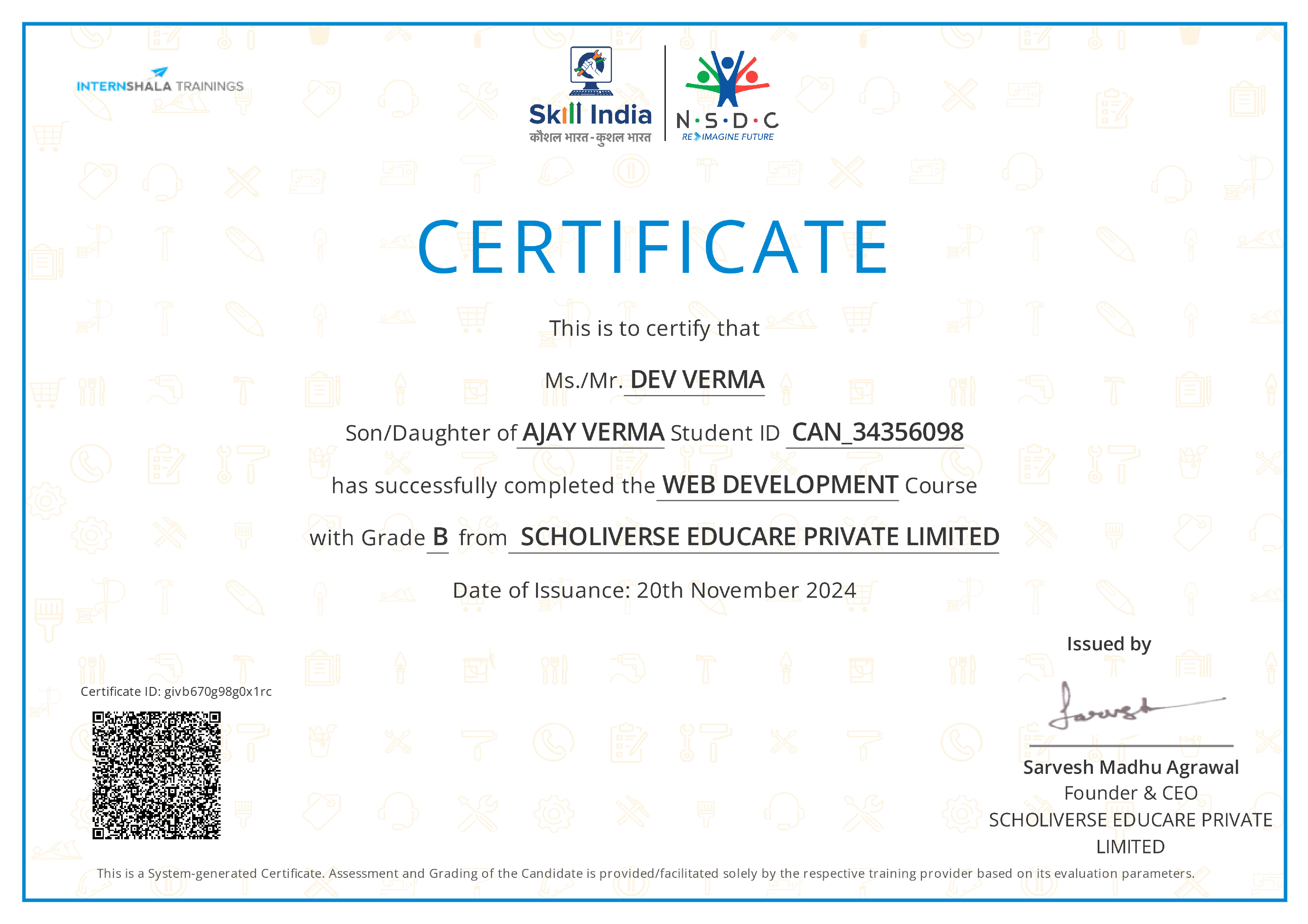 Certificate of completion