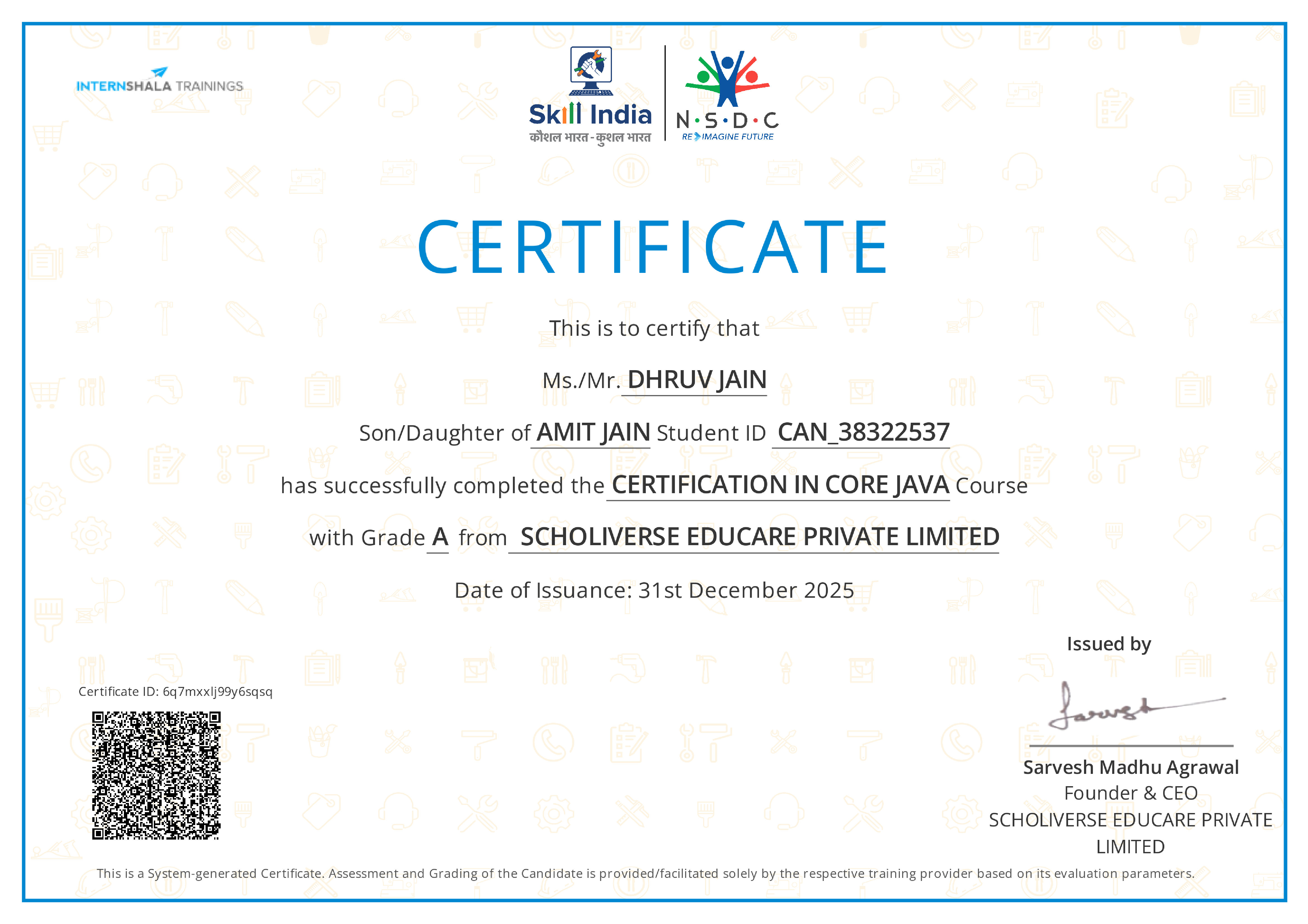 Certificate of completion