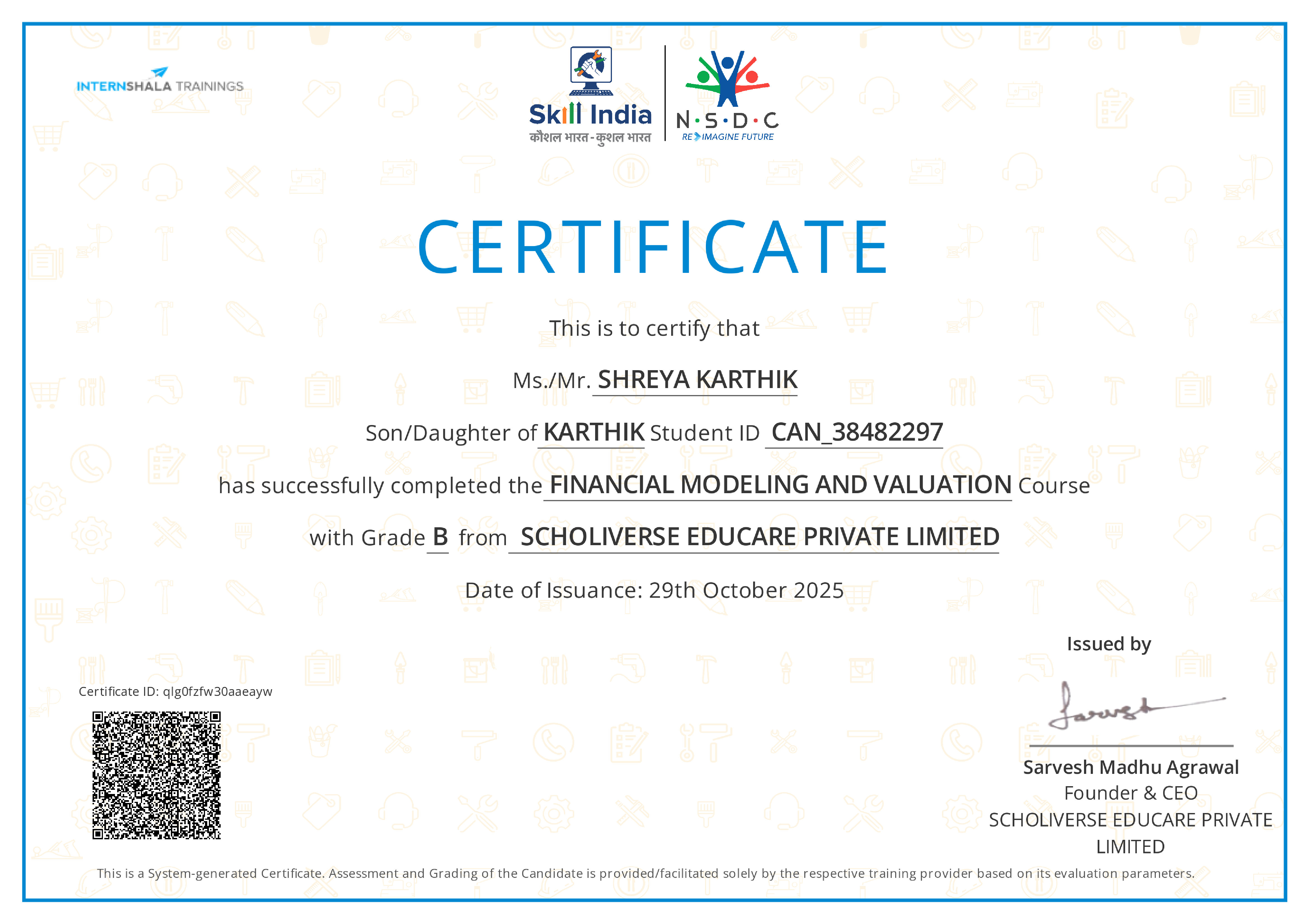 Certificate of completion