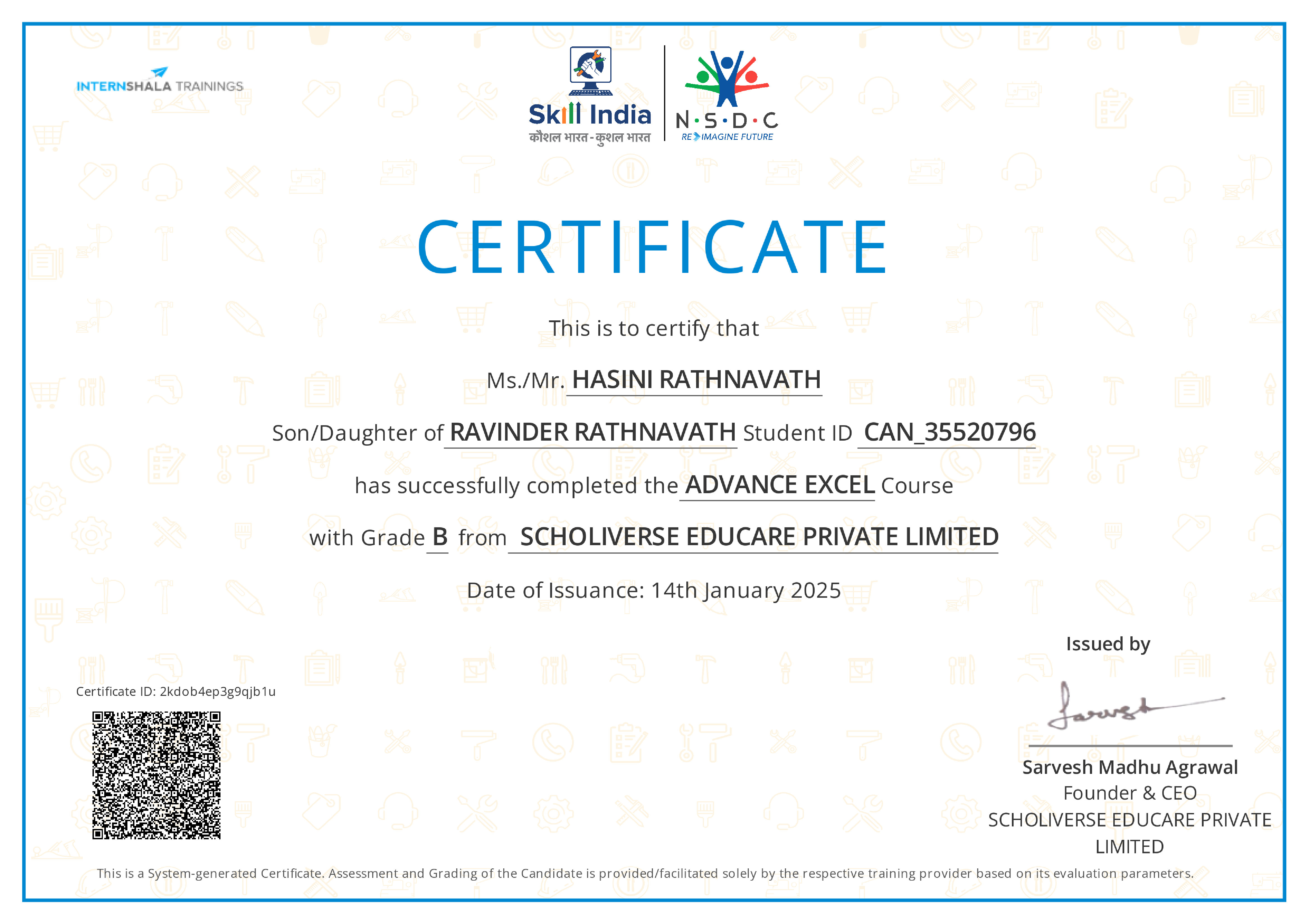 Certificate of completion