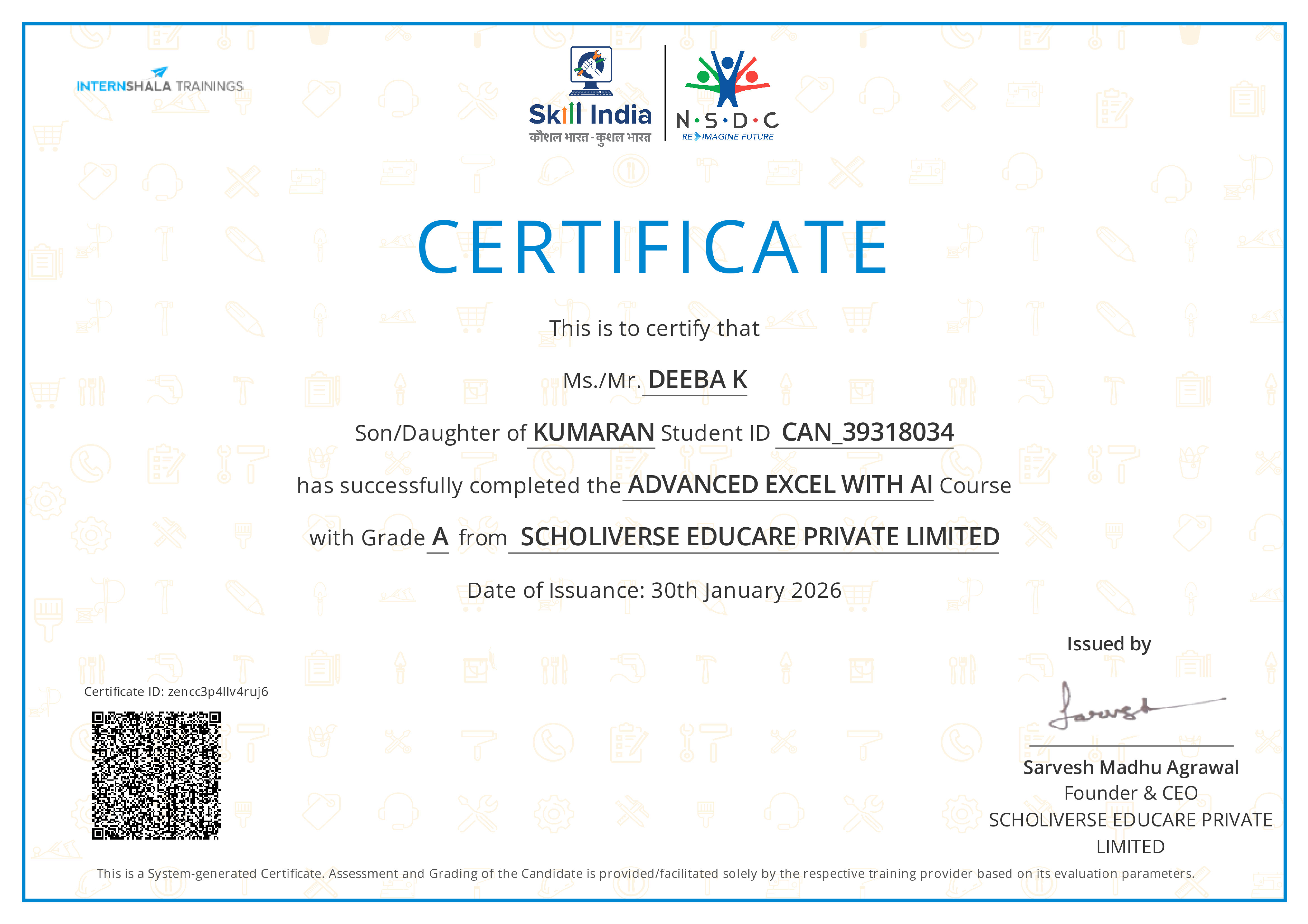 Certificate of completion
