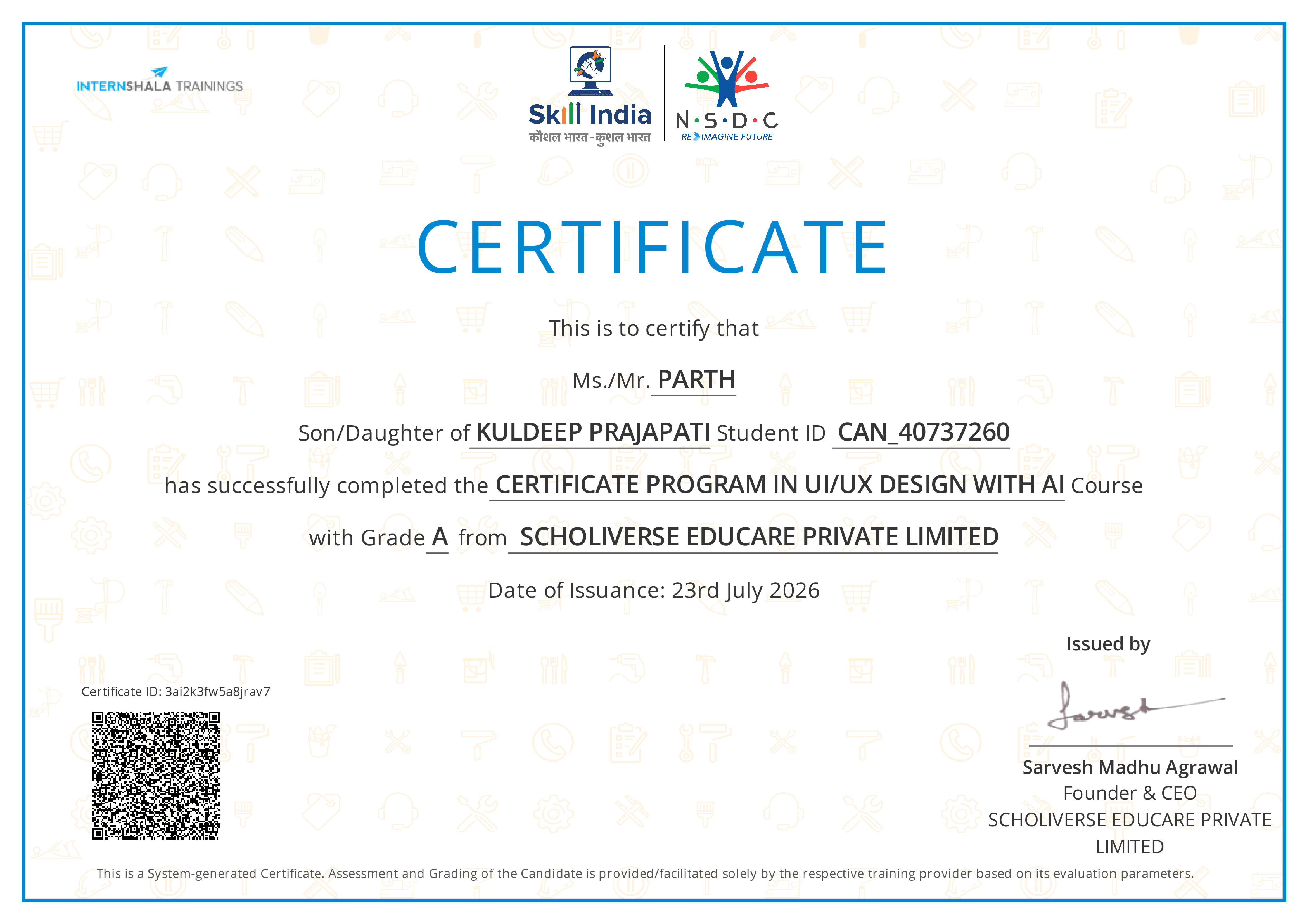 Certificate of completion