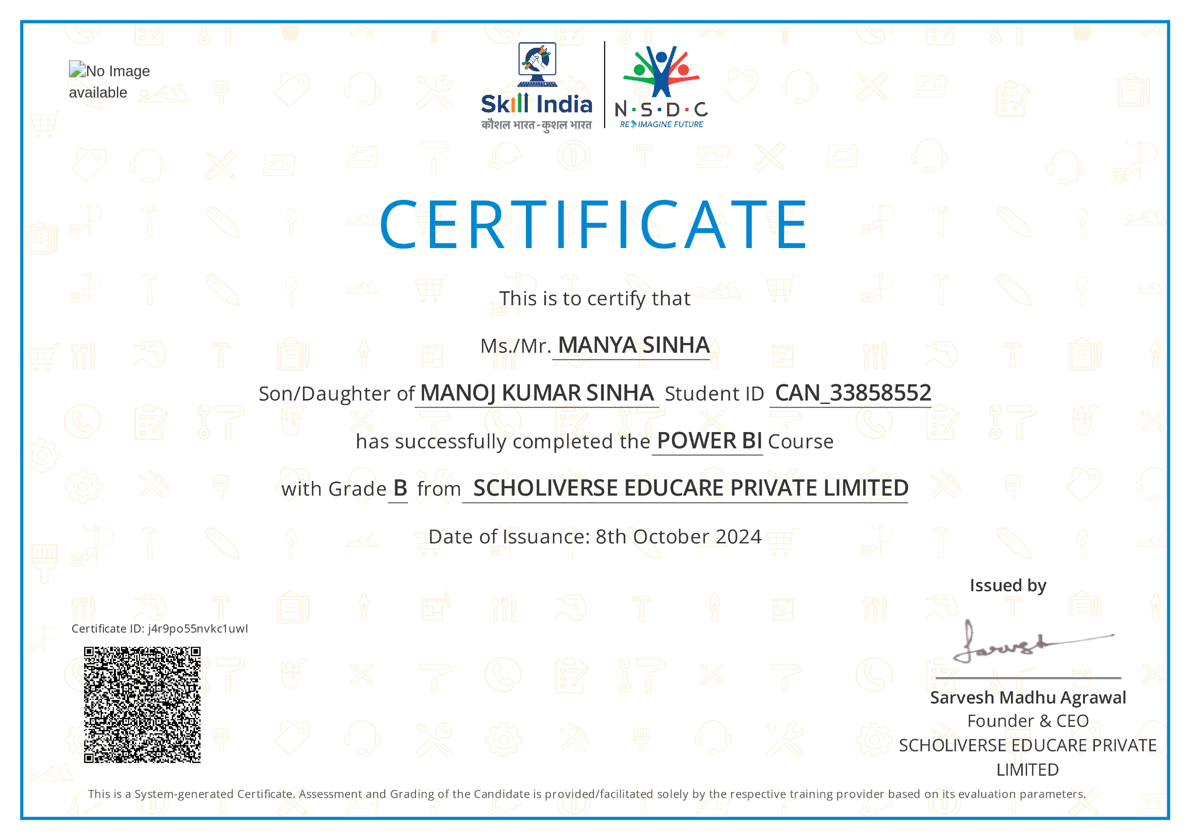 Certificate of completion