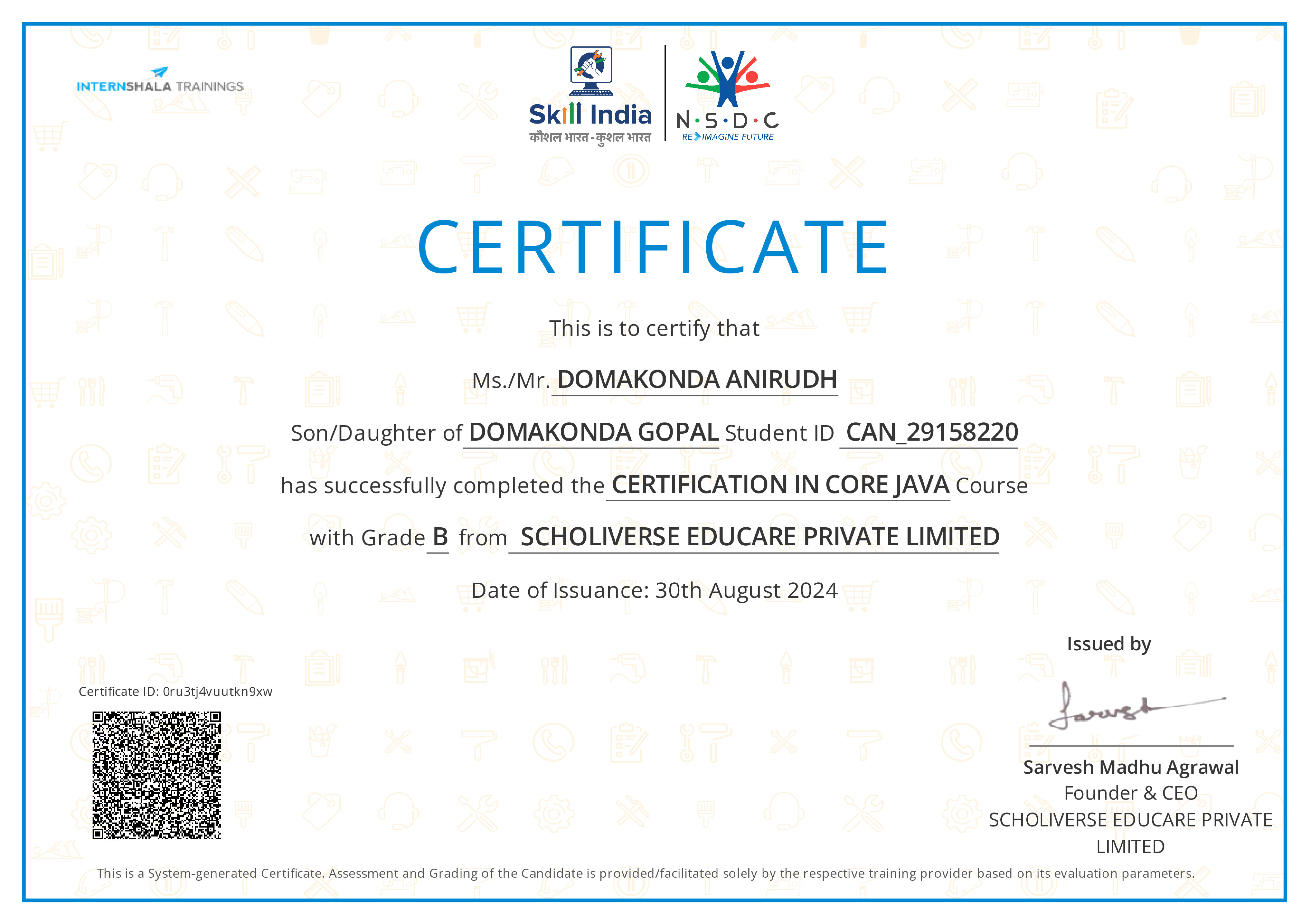 Certificate of completion