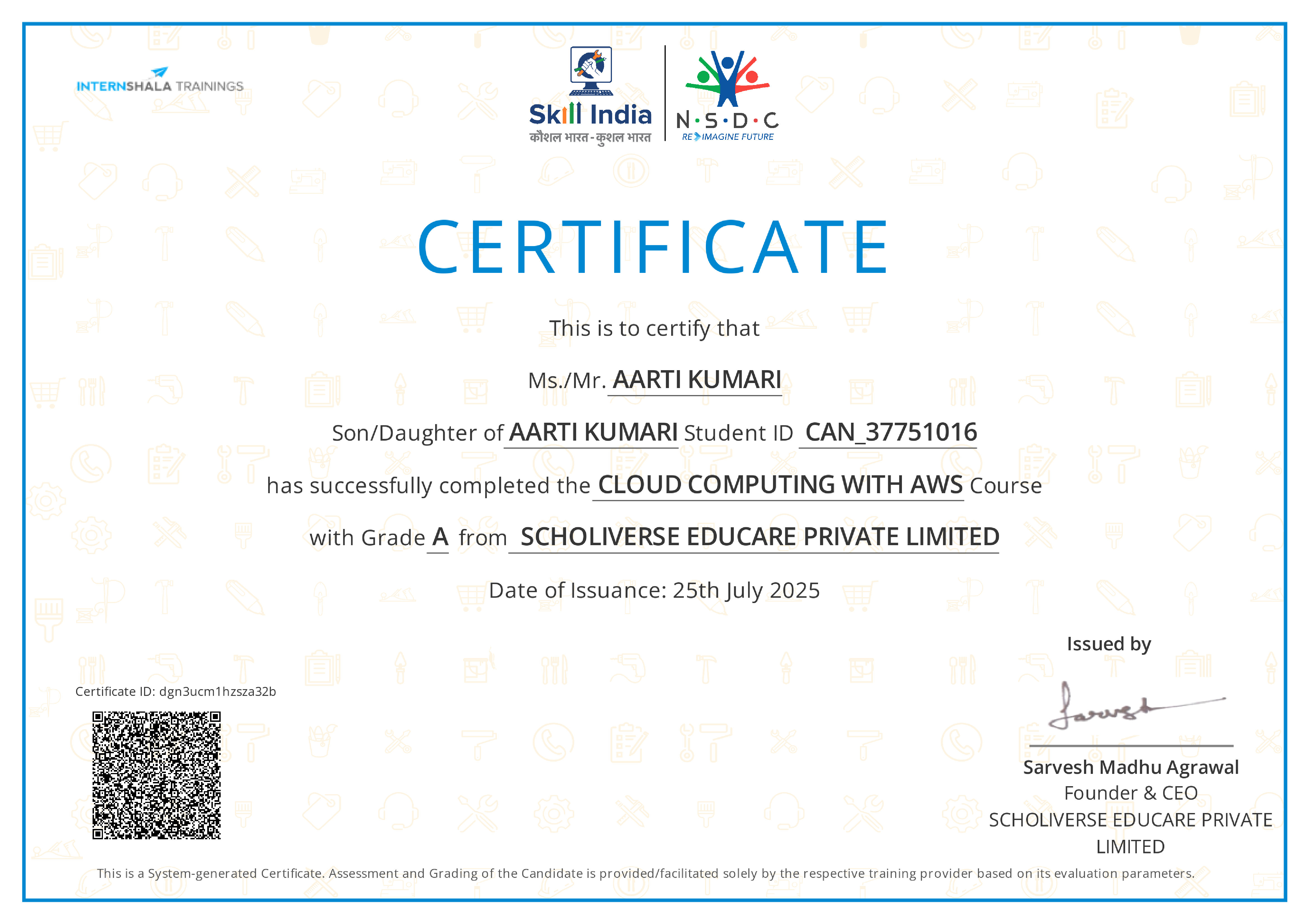 Certificate of completion