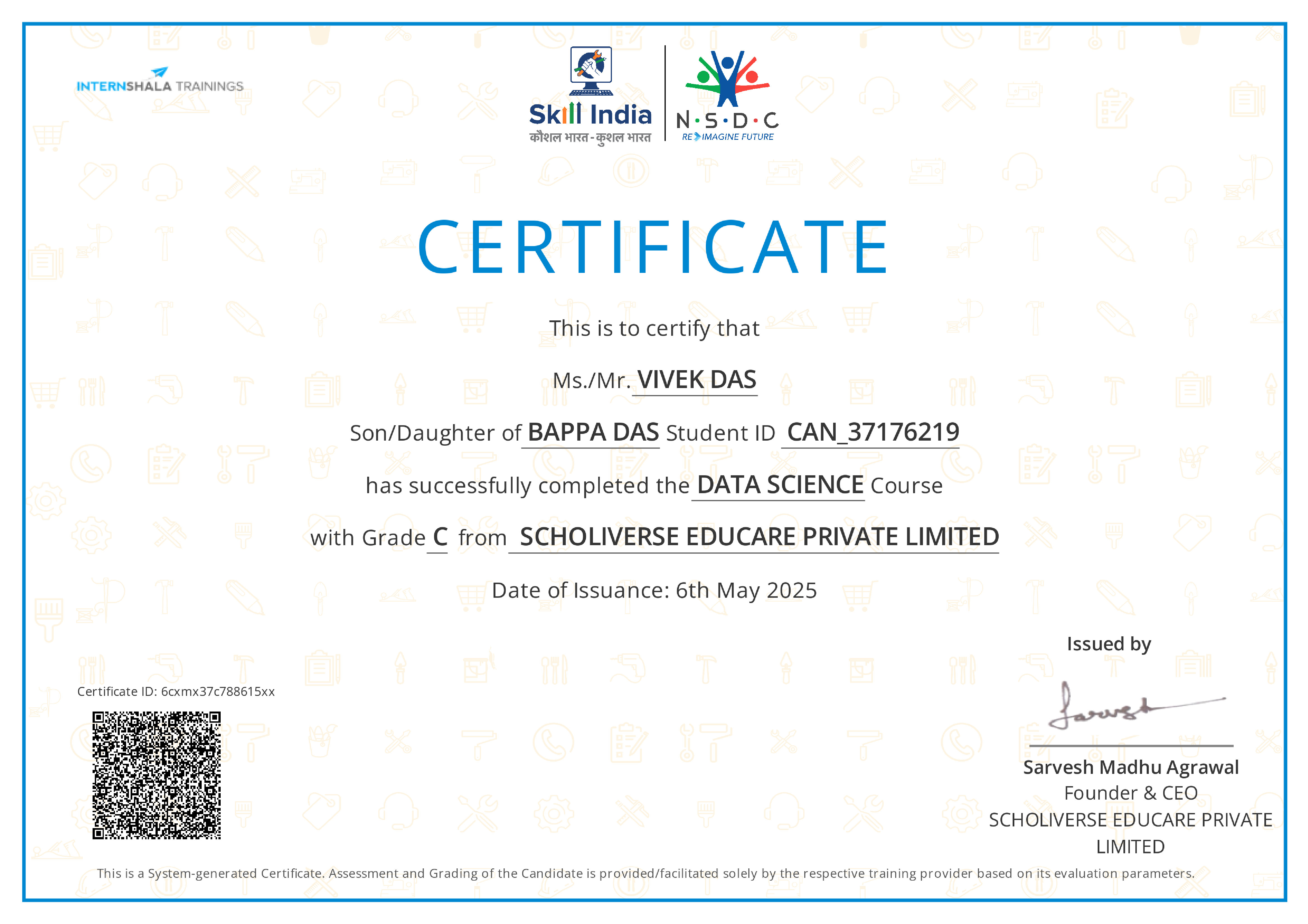 Certificate of completion
