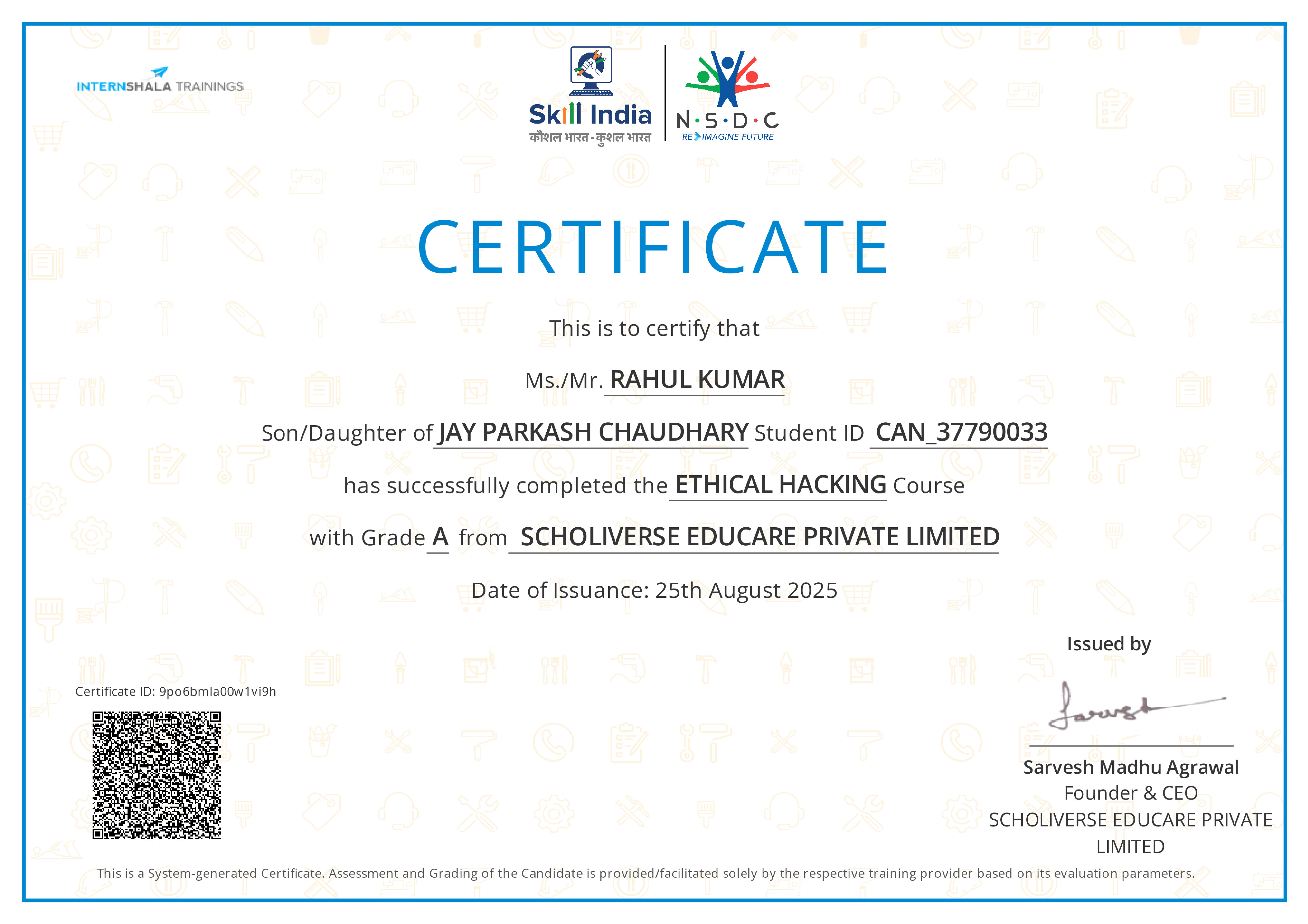 Certificate of completion