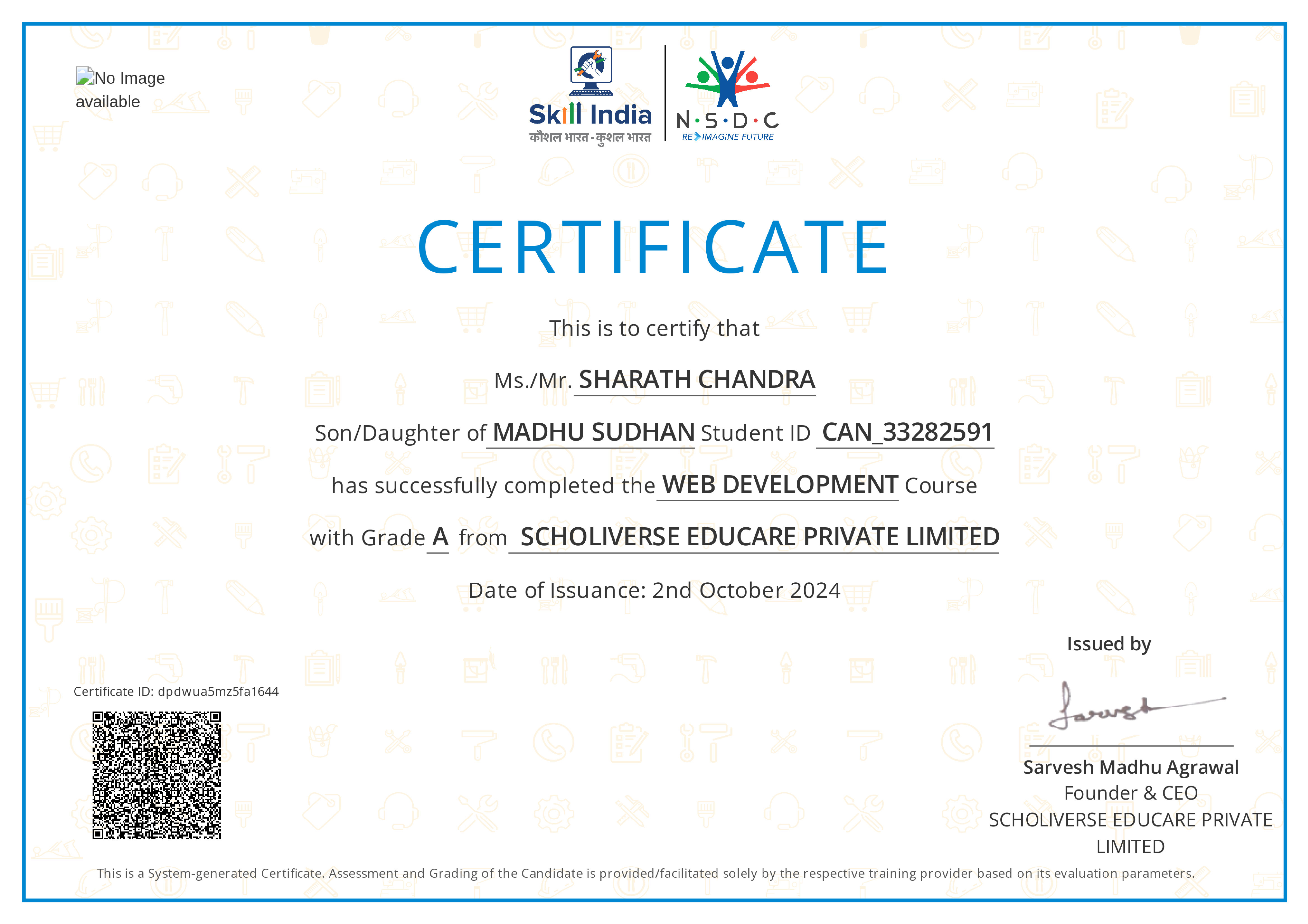 Certificate of completion