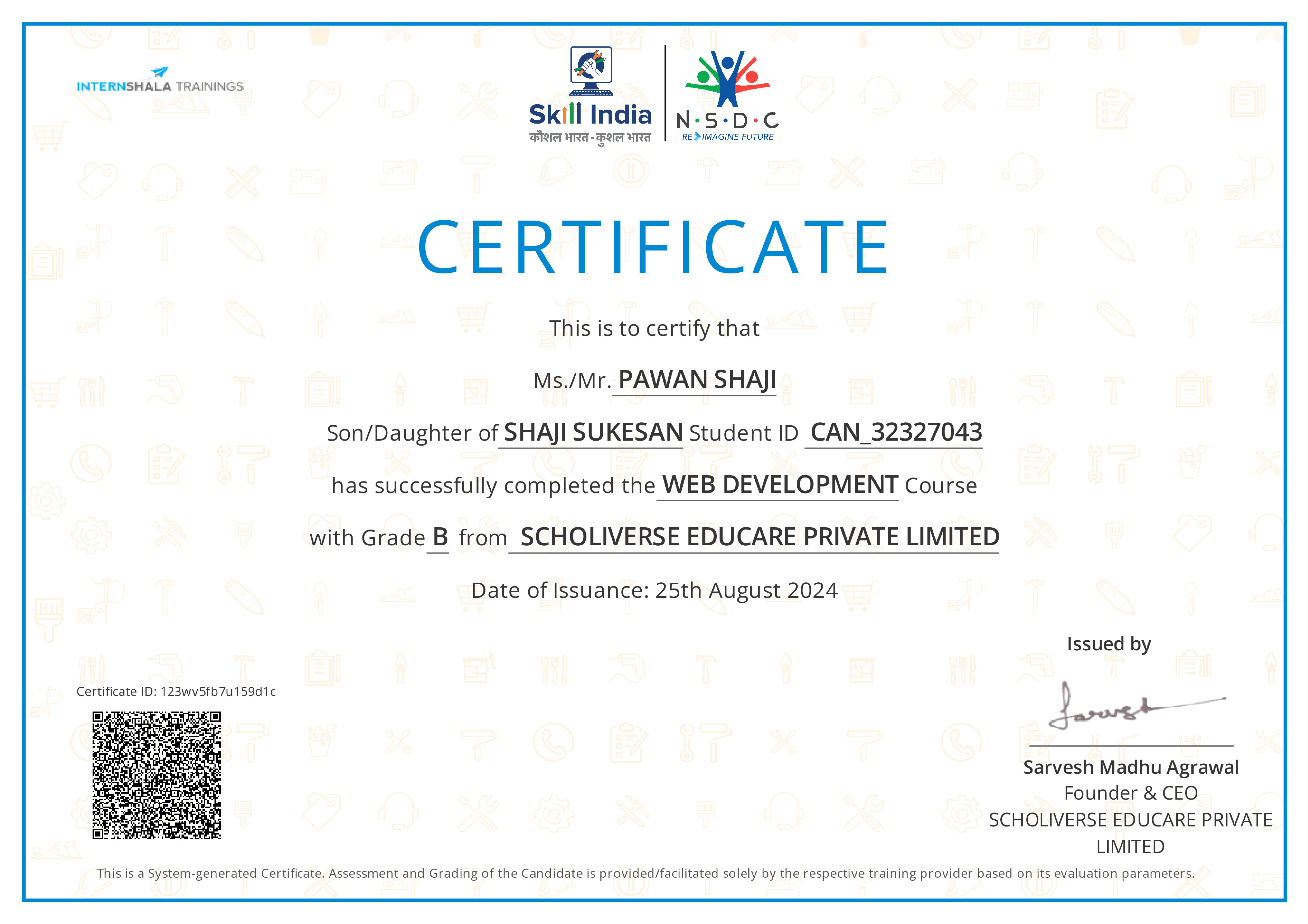 Certificate of completion