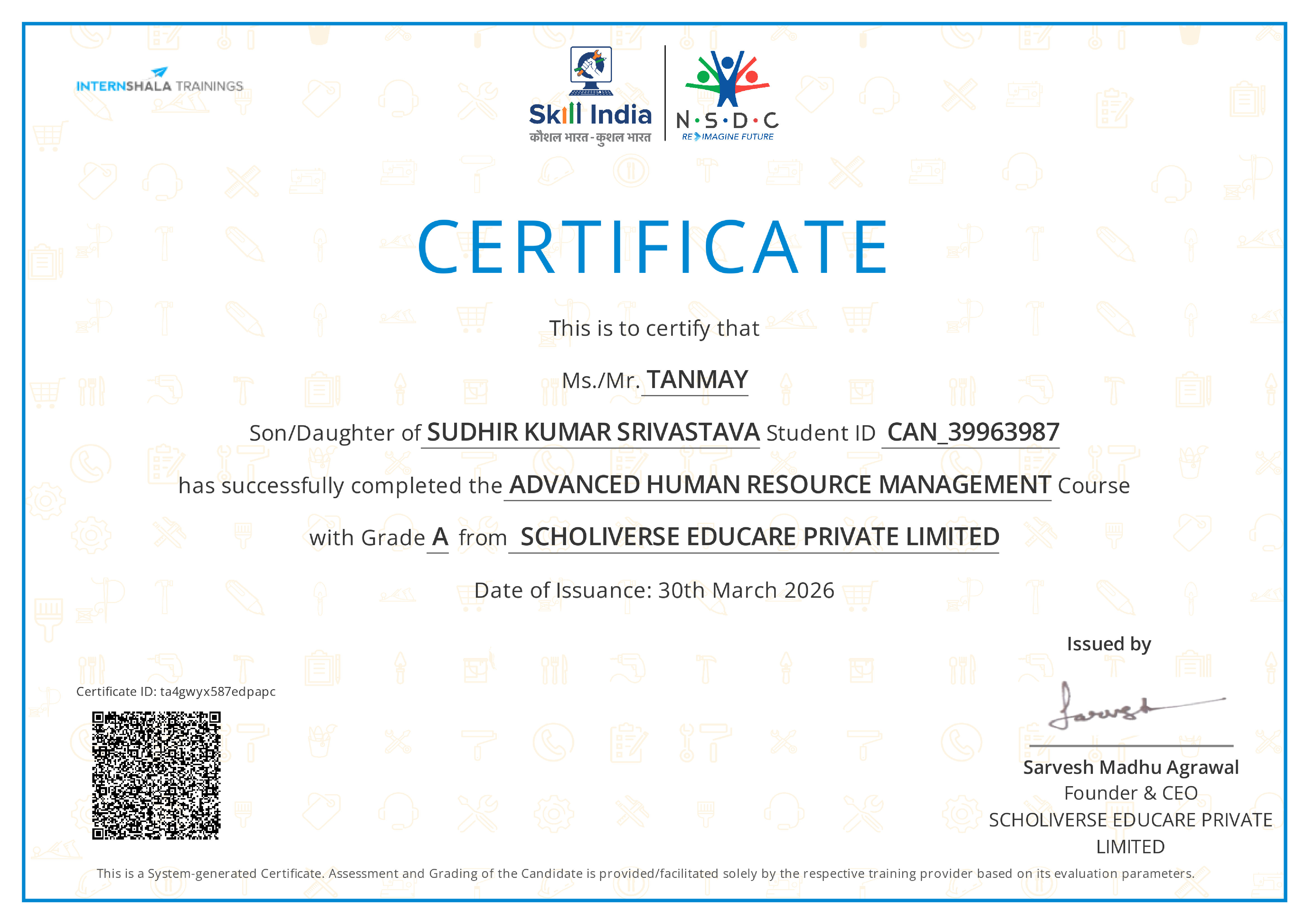 Certificate of completion