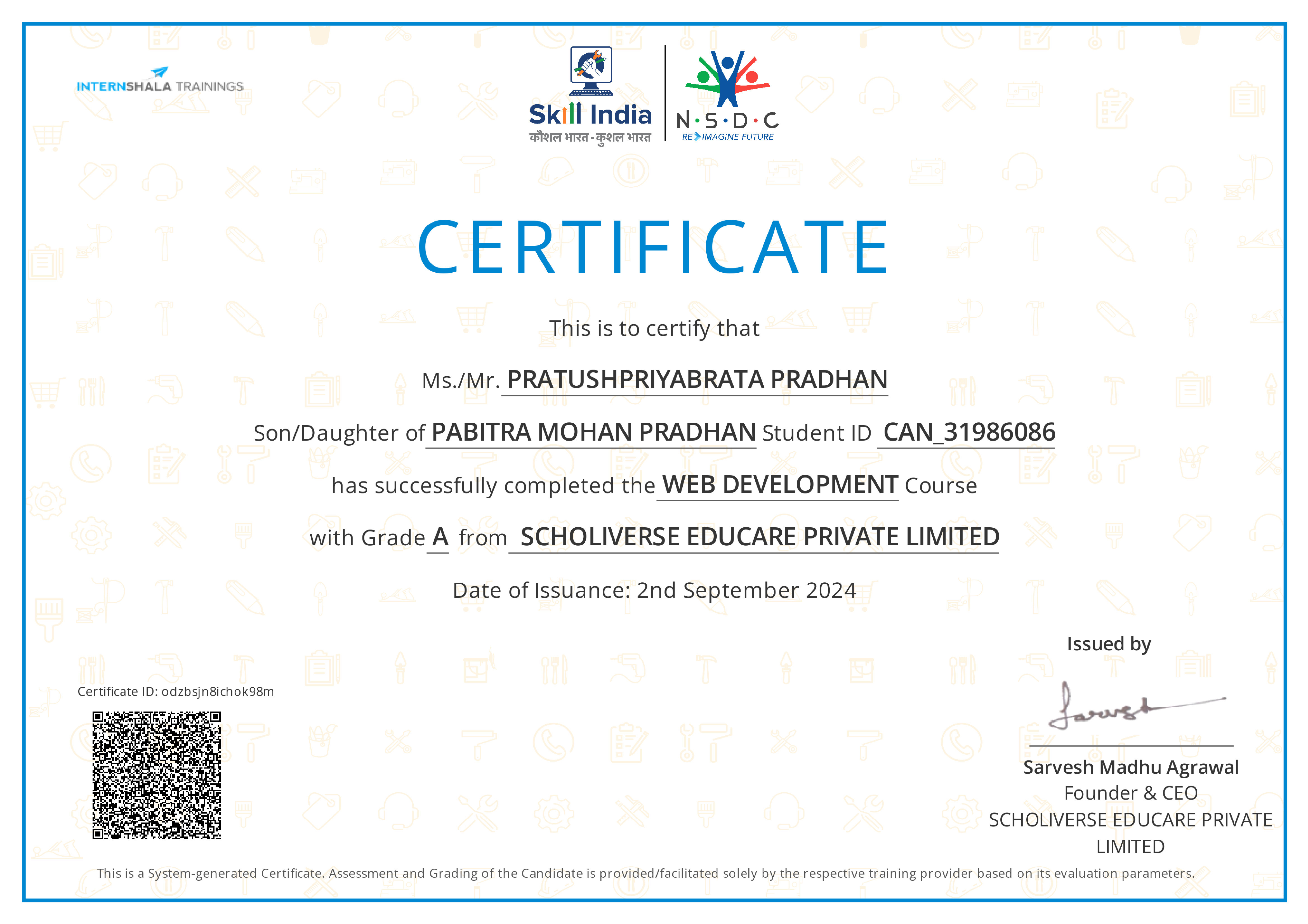 Certificate of completion